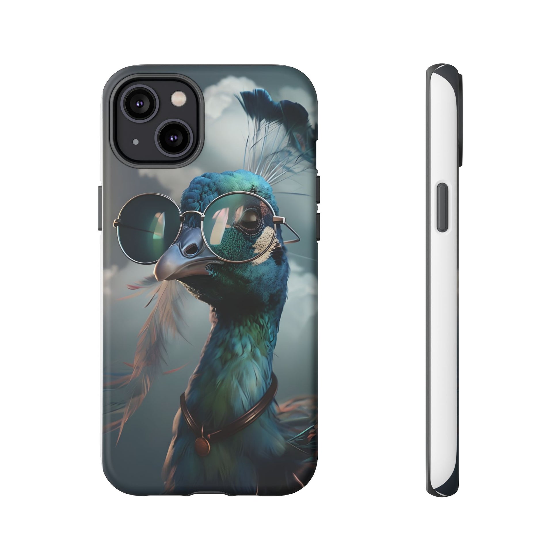 Phone Case, Peacock Design, Neon Lighting, Unique Gift, Hard Shell Cover, Protective Sleeve