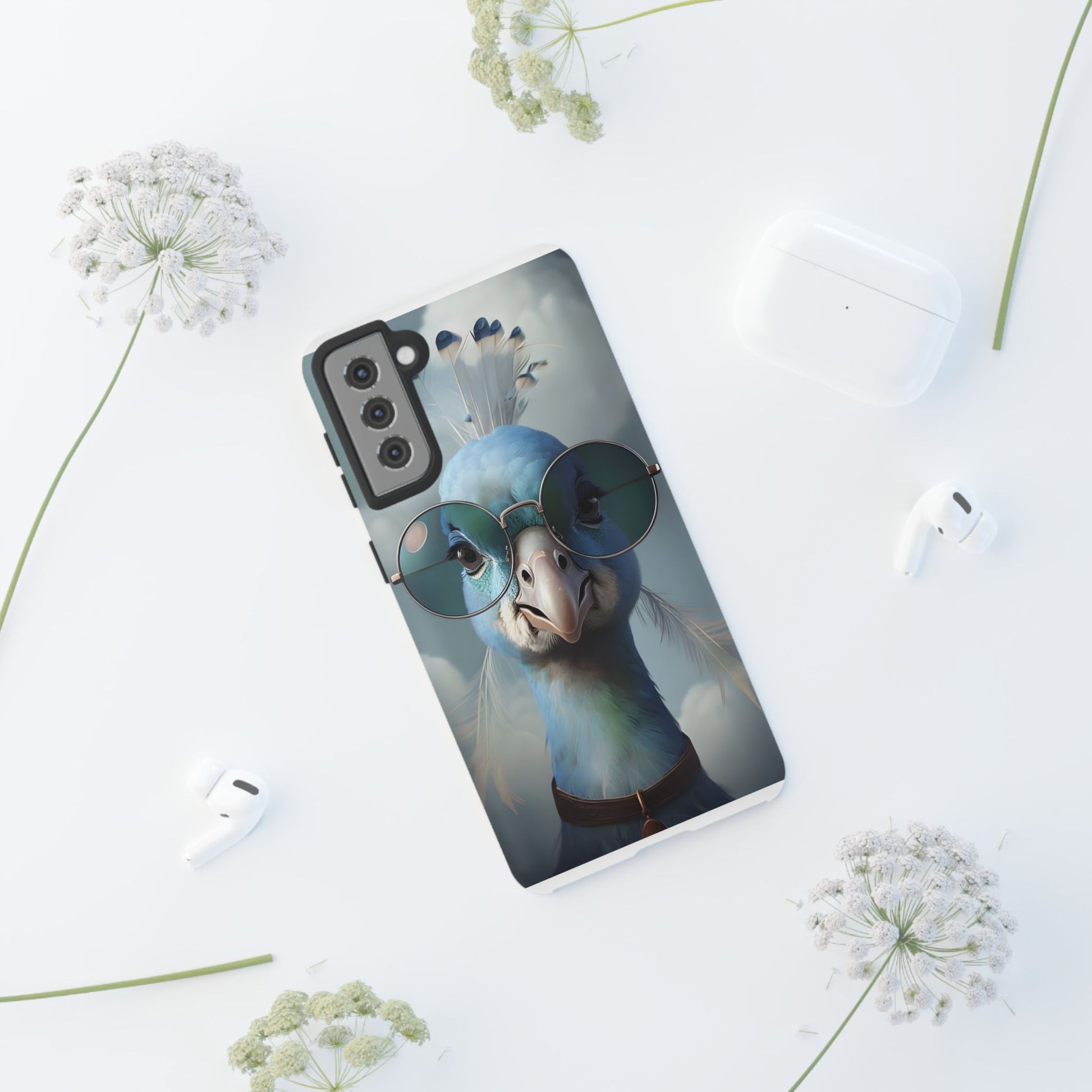 Phone Case, Glamorous Peacock Wearing Sunglasses - Protective Cover, Unique Gift, Trendy Accessories, Animal Lover, Fashionable Mobile Shell
