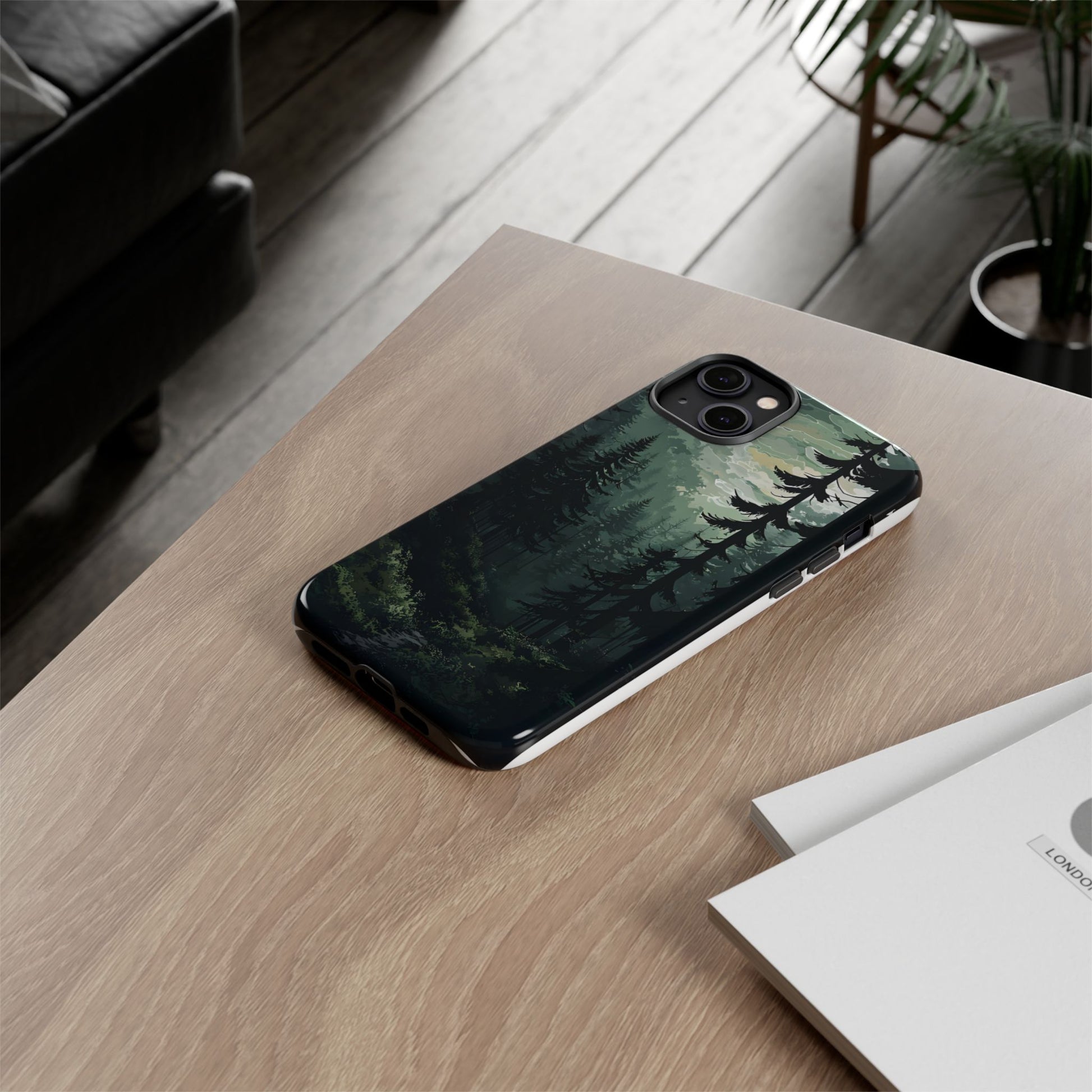 Phone Case, Serene Forest Landscape Digital Illustration Phone Case Cover, Tough Protective Cover, Unique Gift, Trendy