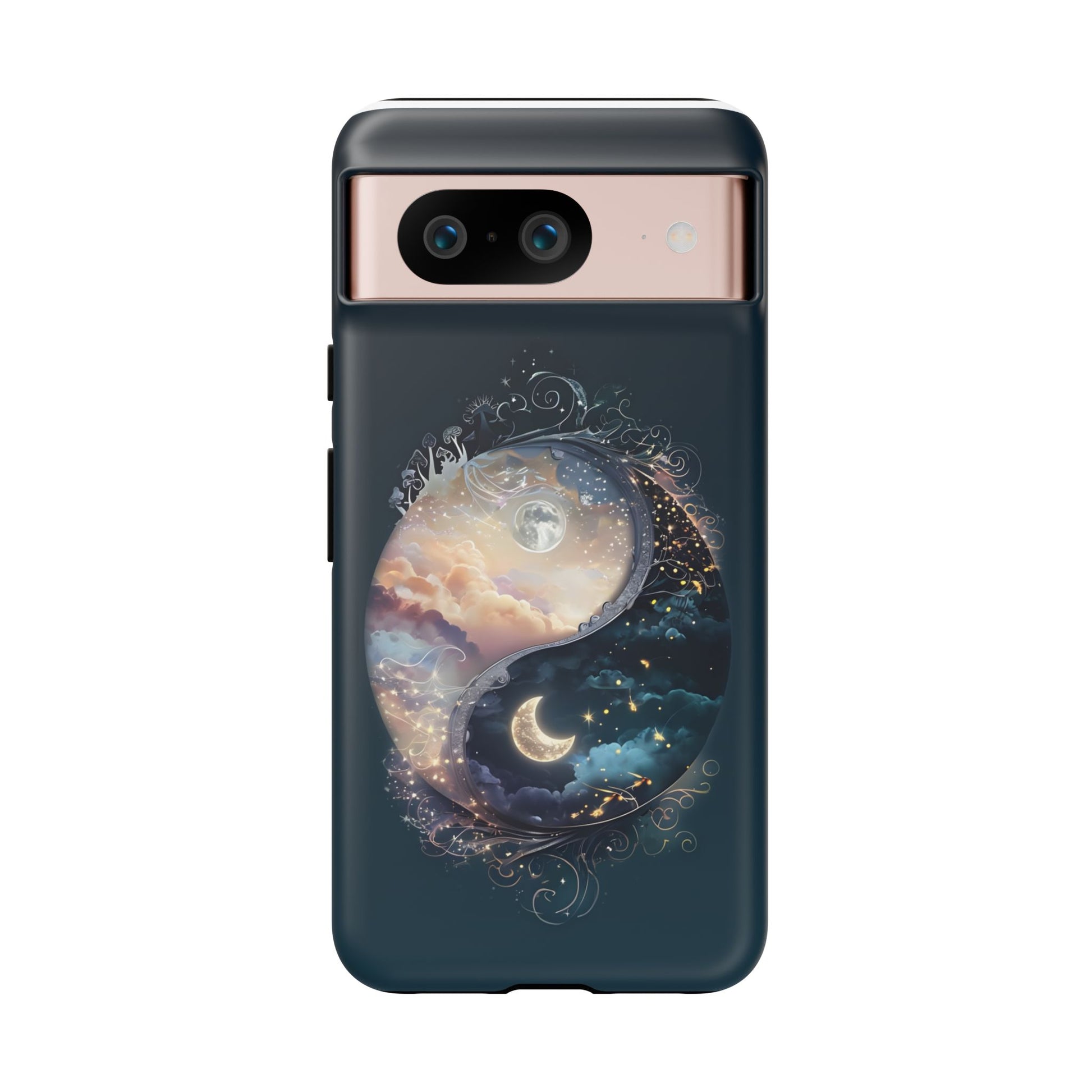 Phone Case, Yin-Yang Symbol Design, Whimsical Day Night Fantasy Print, Protective Cover, Tough Skin, Phone Accessories, Phone Protection