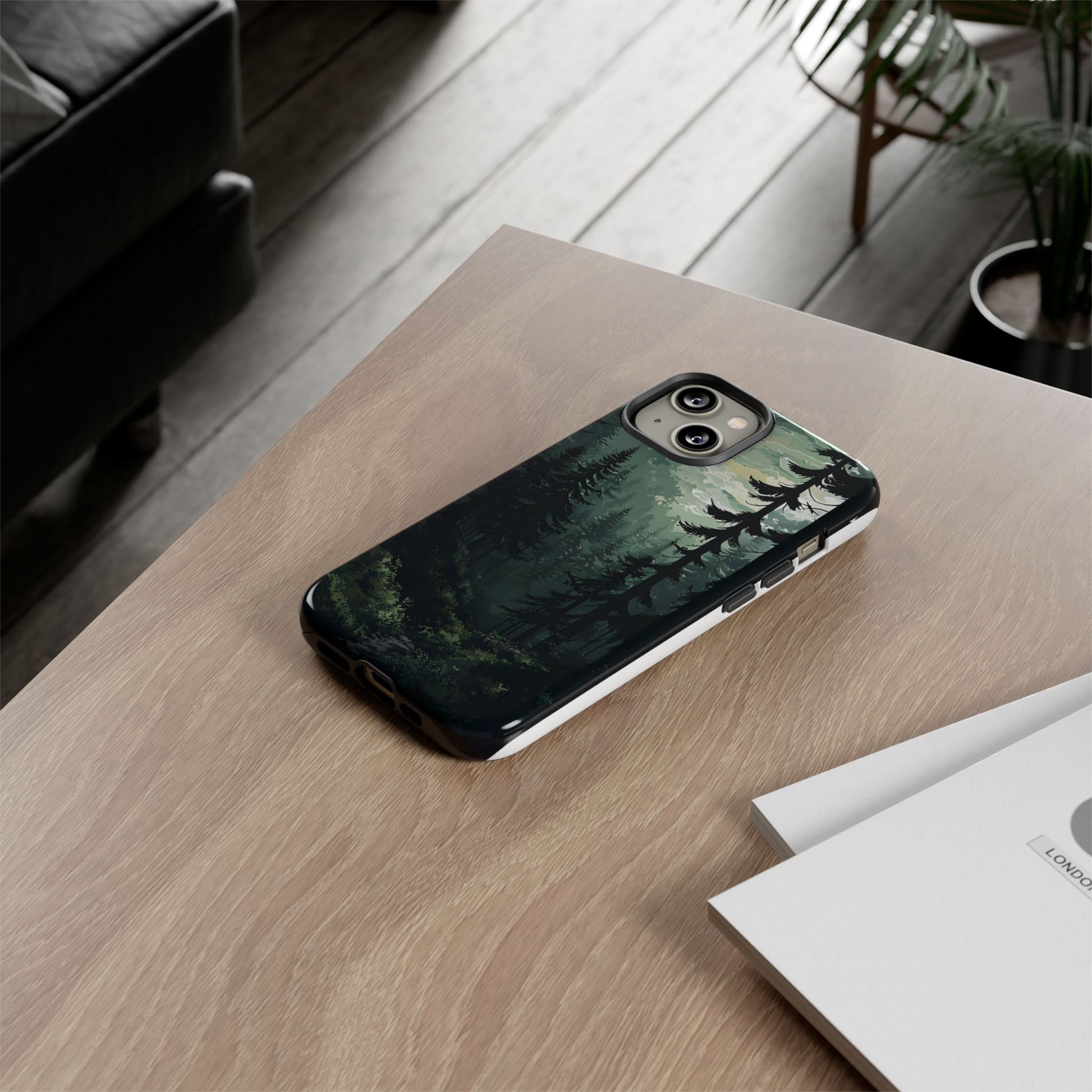 Phone Case, Serene Forest Landscape Digital Illustration Phone Case Cover, Tough Protective Cover, Unique Gift, Trendy