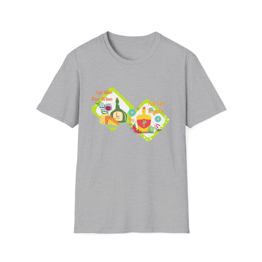 Aging Like Fine Wine Unisex Softstyle T-Shirt, Perfect Gift for Wine Lovers, Funny Wine Quote Tee, Casual Drink Apparel, Birthday Gift Idea