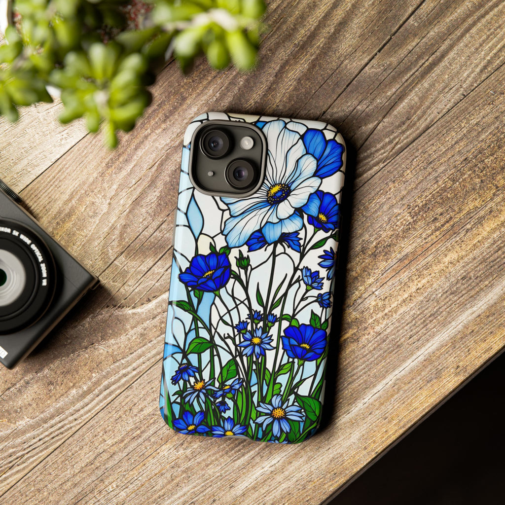 Botanical Stained Glass Tough Case - Floral Phone Cover, Protective Phone Case, Flower Pattern Phone Shell, Nature Inspired Smartphone Case,