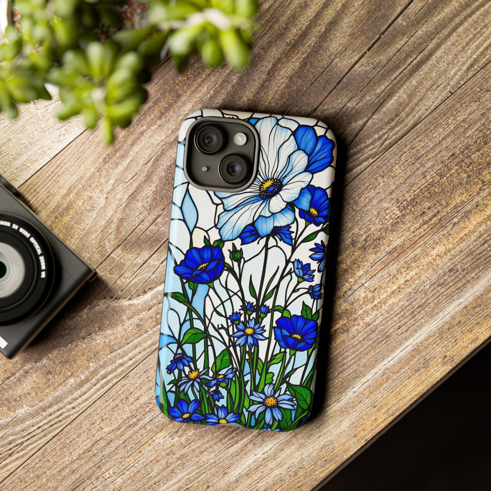 Botanical Stained Glass Tough Case - Floral Phone Cover, Protective Phone Case, Flower Pattern Phone Shell, Nature Inspired Smartphone Case,