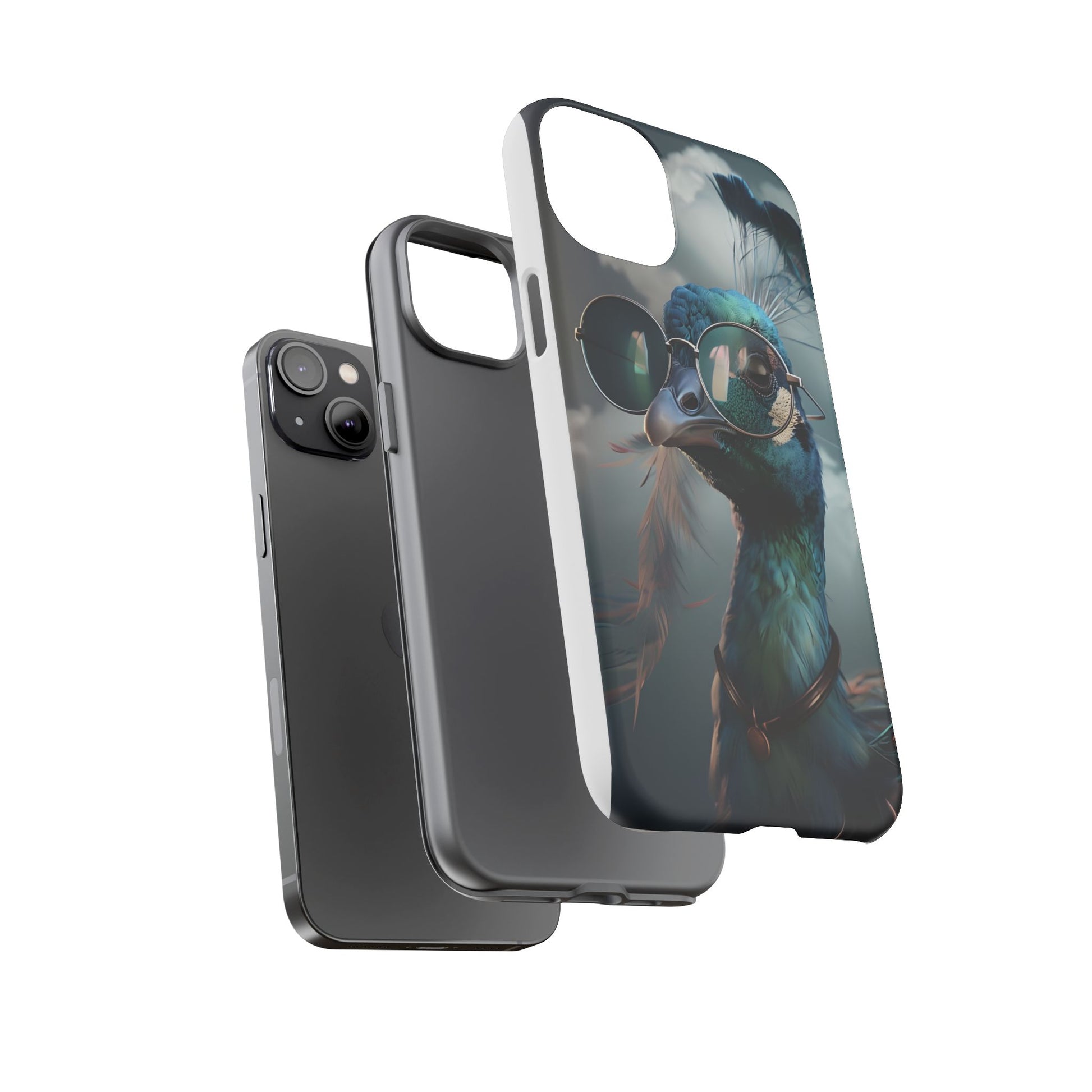 Phone Case, Peacock Design, Neon Lighting, Unique Gift, Hard Shell Cover, Protective Sleeve