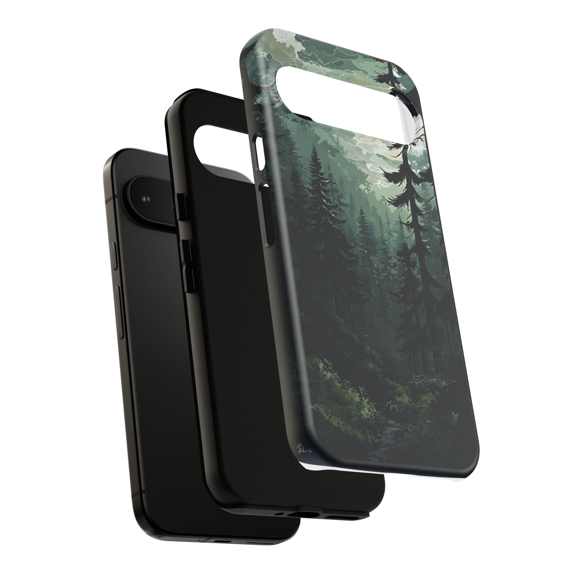 Phone Case, Serene Forest Landscape Digital Illustration Phone Case Cover, Tough Protective Cover, Unique Gift, Trendy
