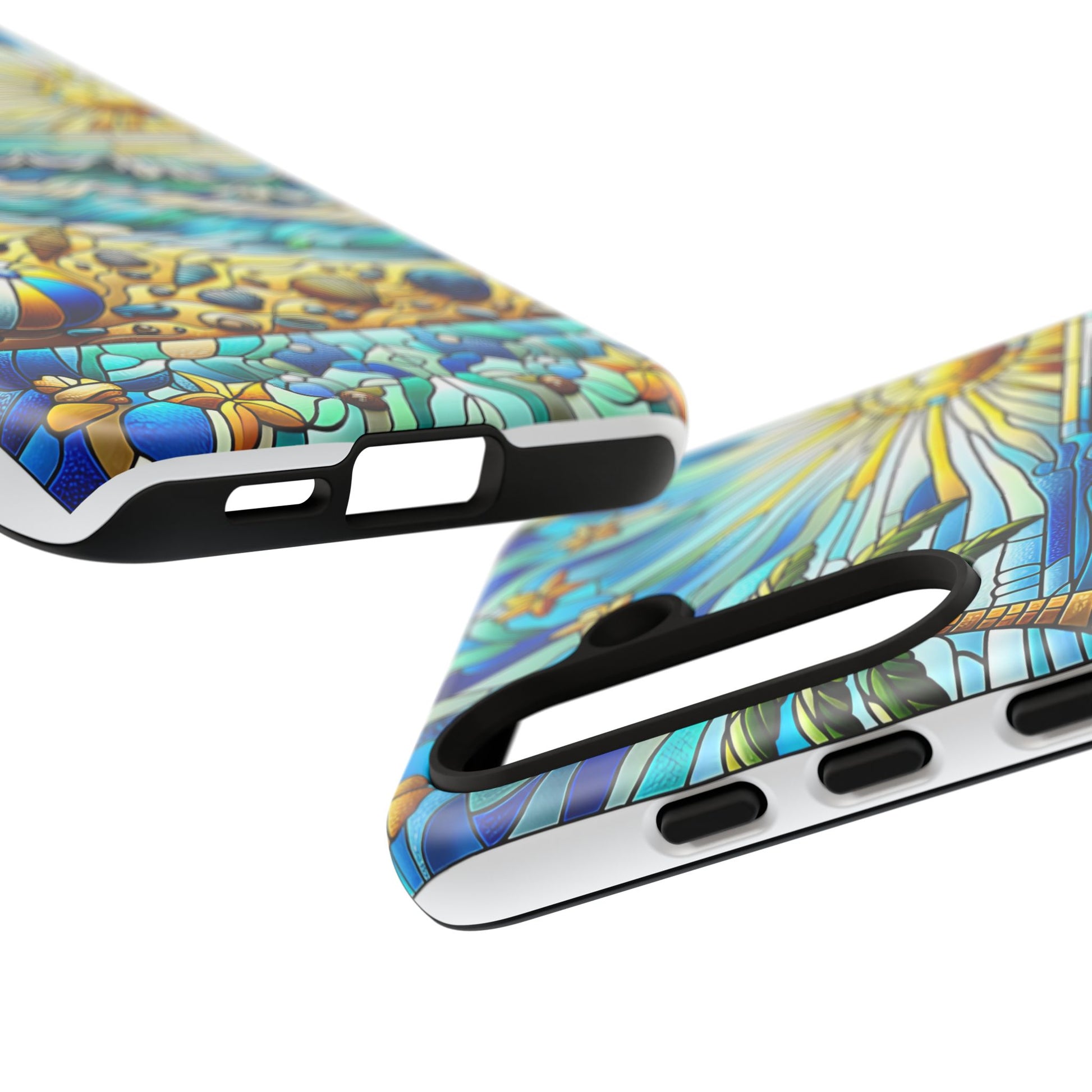 Stained Glass Tough Case, Protective Phone Case, Nature Inspired Smartphone Case, Summer Beach Play Day Phone Cover, Tough Phone Case for