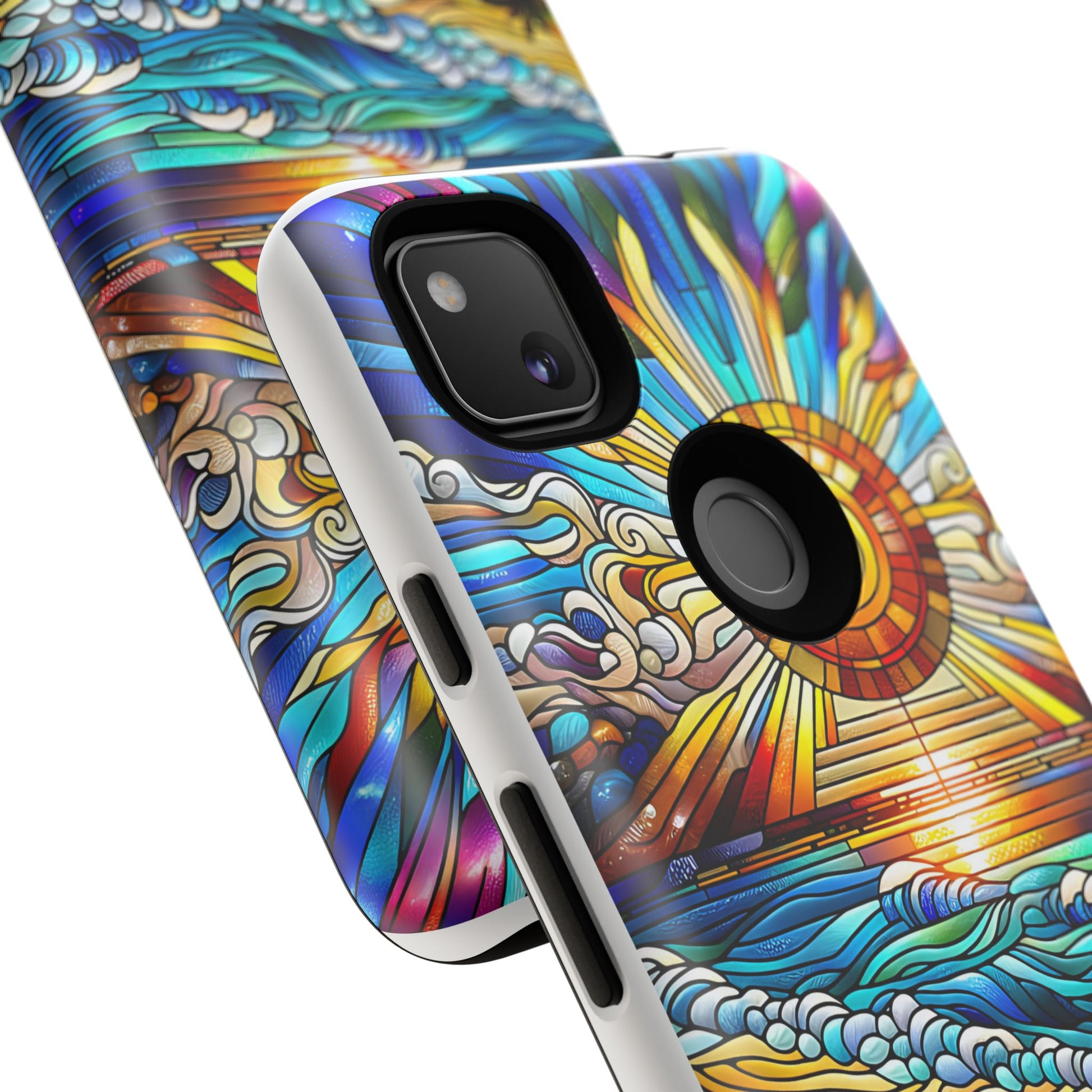 Stained Glass Tough Cases, Protective Phone Case, Nature Inspired Smartphone Cover, Beach Day Summer Accessories, Ocean Lover Gift