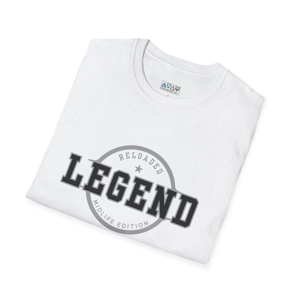 Mid-Life Legend Reloaded - Unisex Softstyle T-Shirt - Casual Comfort, Perfect for Legends, Gift for Him, Everyday Wear, Fun Gift Ideas