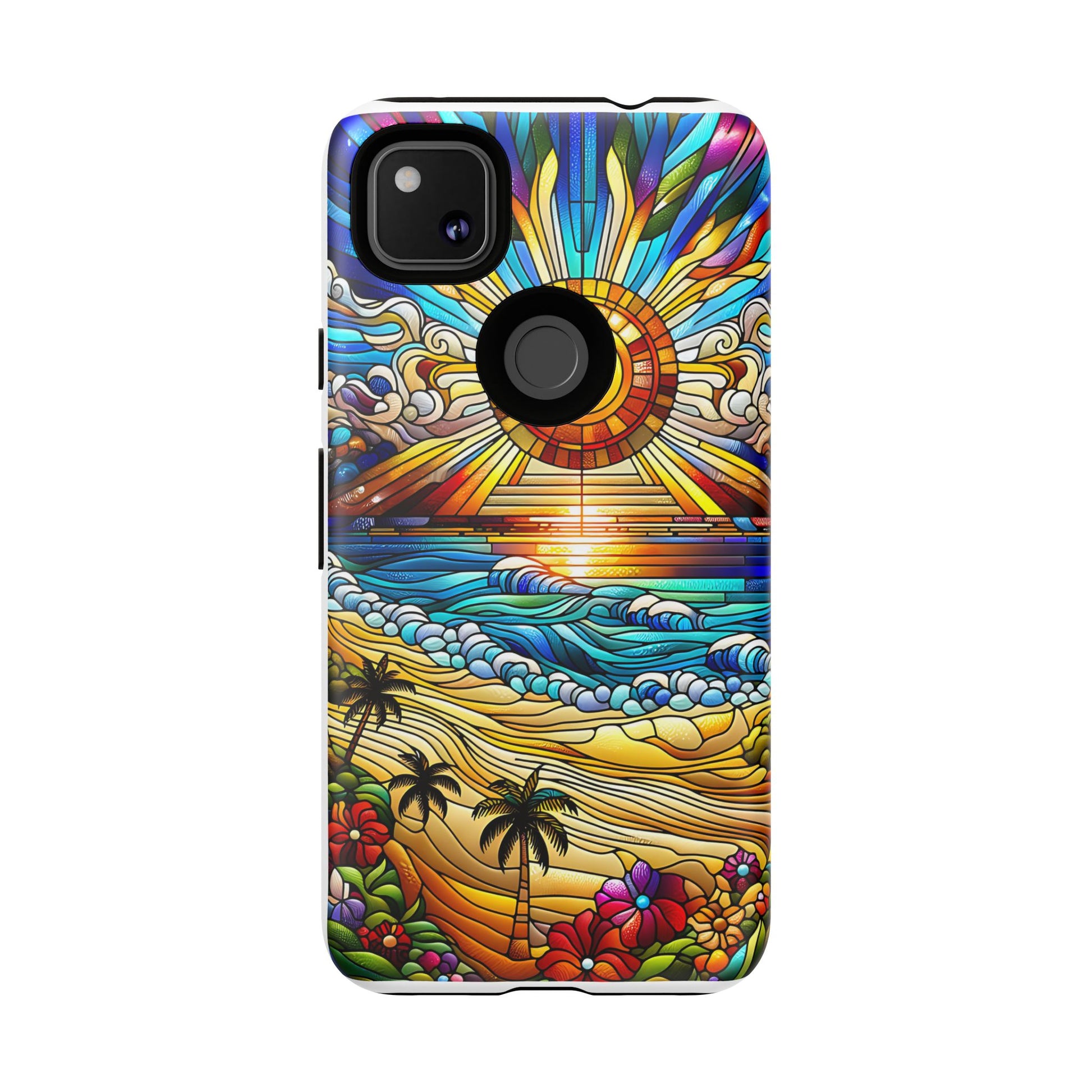 Stained Glass Tough Cases, Protective Phone Case, Nature Inspired Smartphone Cover, Beach Day Summer Accessories, Ocean Lover Gift