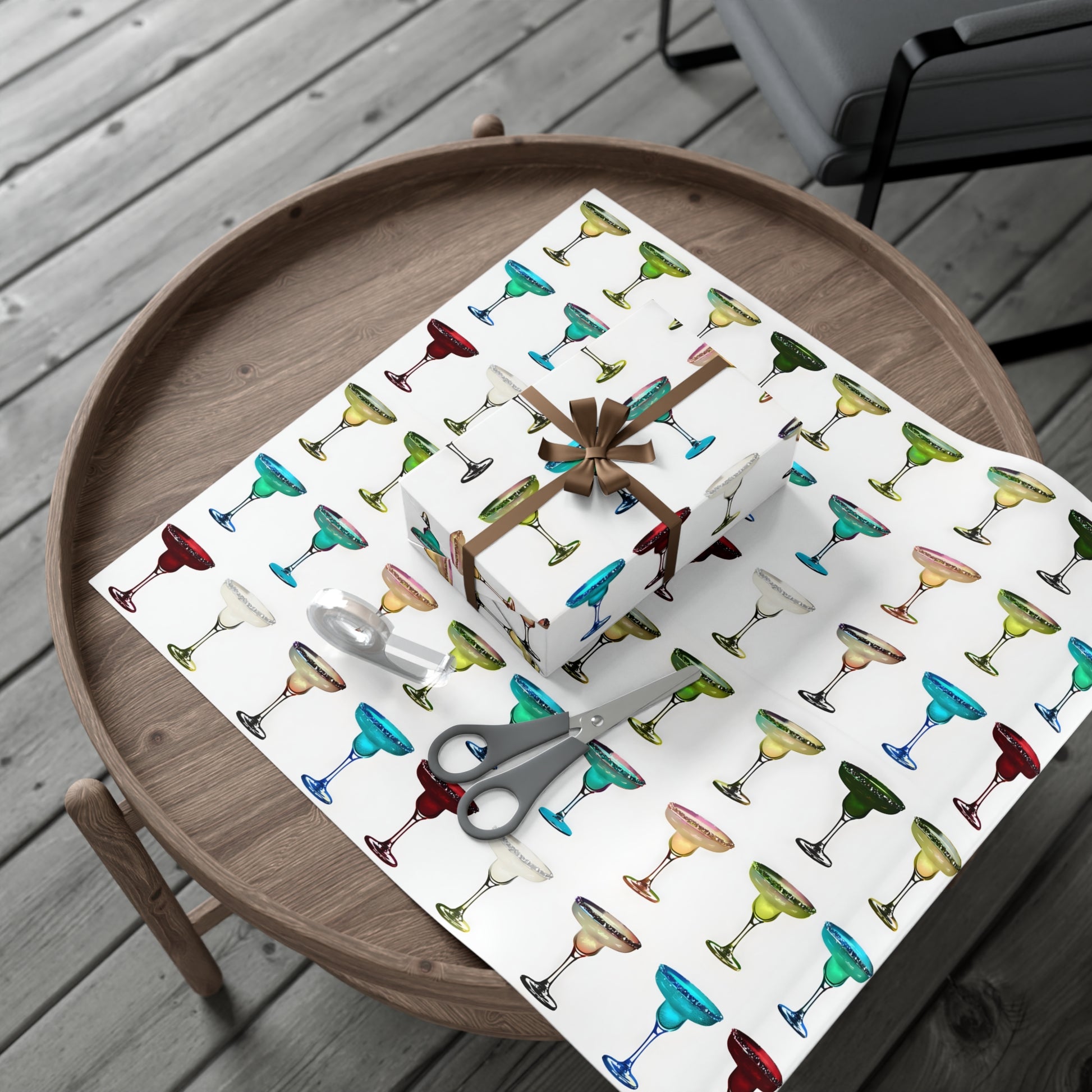 Wrapping Paper, Colorful Margaritas On White Background - Gift Wrap Rolls, Eco-Friendly Gift Wrap, Holiday