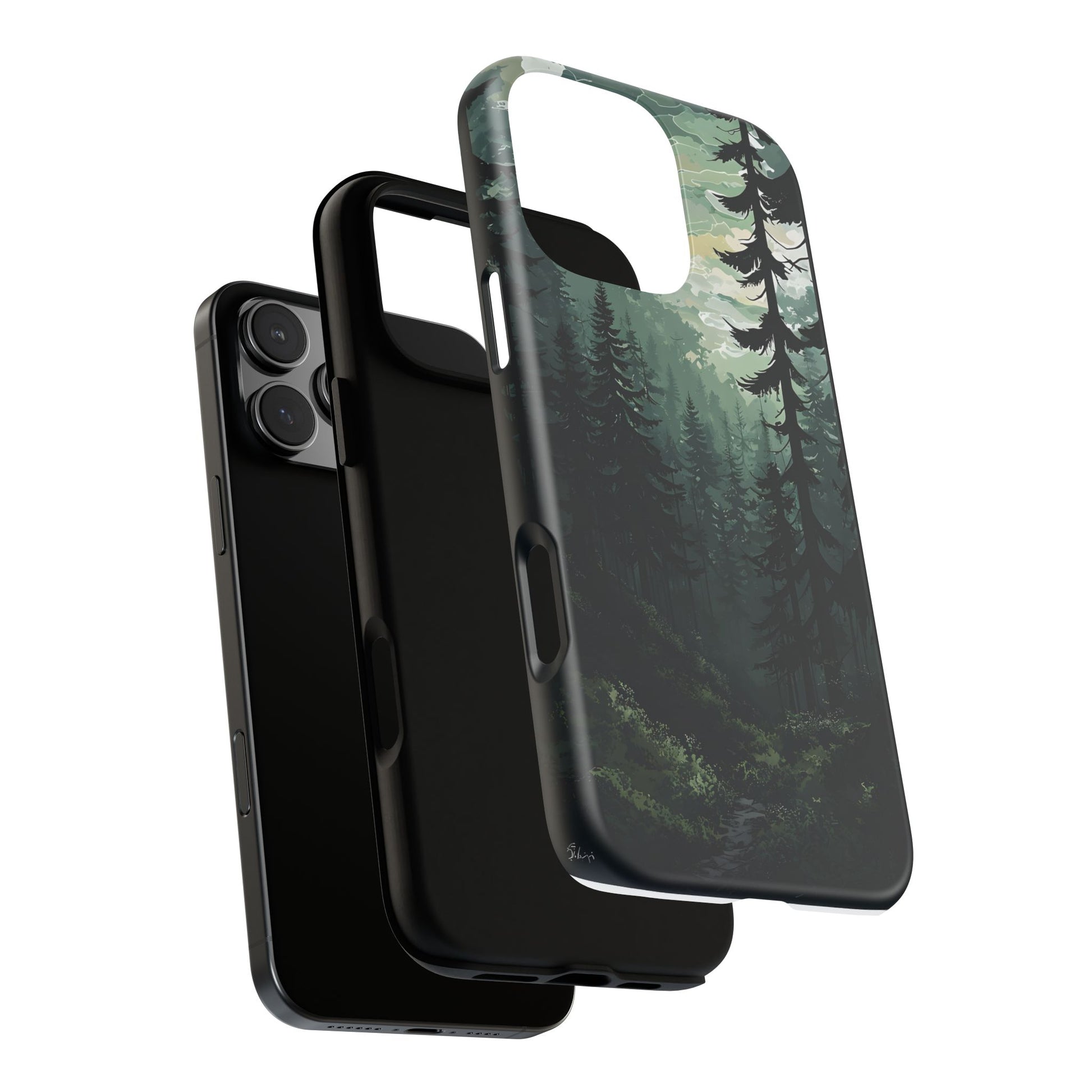 Phone Case, Serene Forest Landscape Digital Illustration Phone Case Cover, Tough Protective Cover, Unique Gift, Trendy
