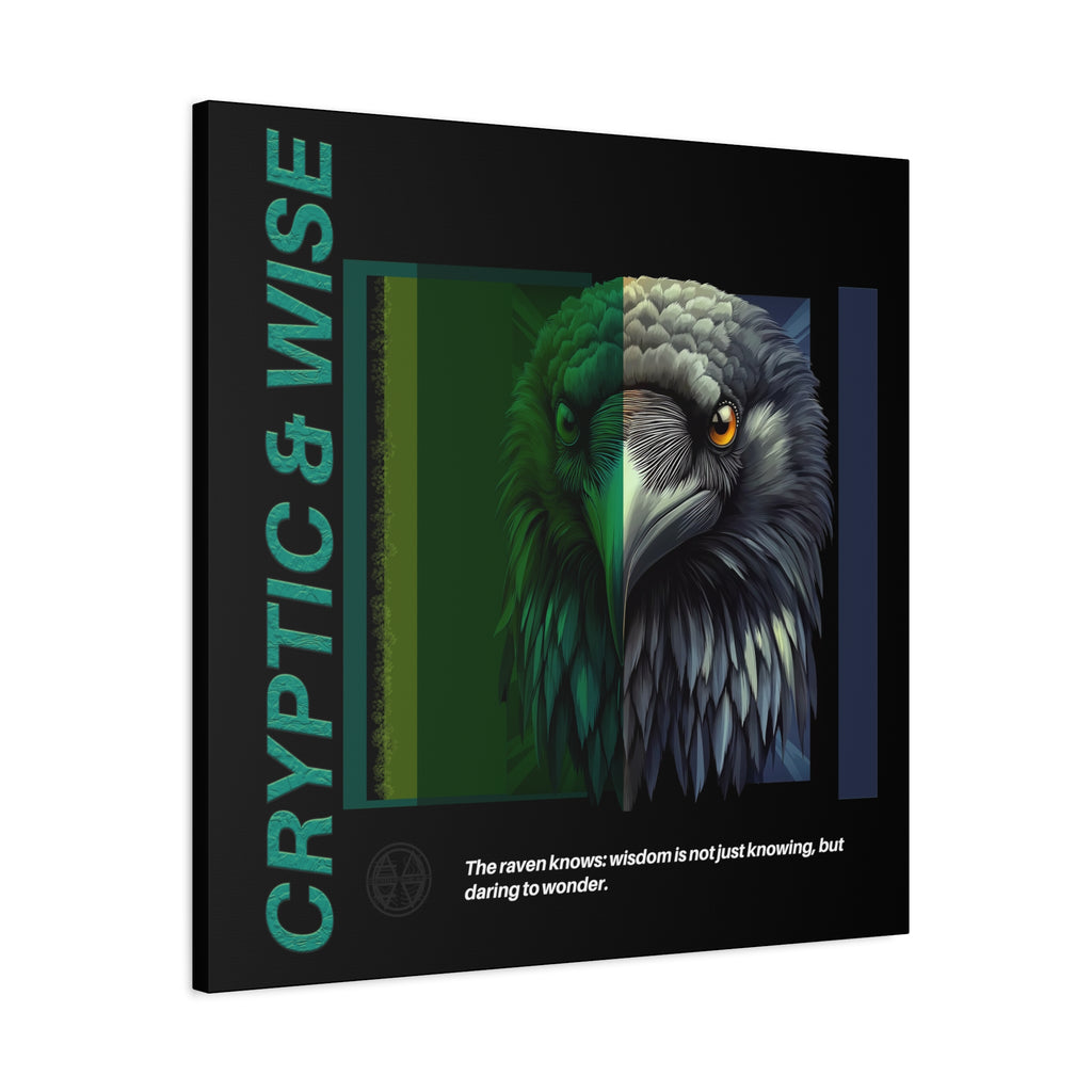 Canvas Art, Cryptic & Wise Wall Decor, Inspirational Raven, Motivational Home Decor, Nature-Themed Gift, Abstract Animal Artwork, Wildlife,