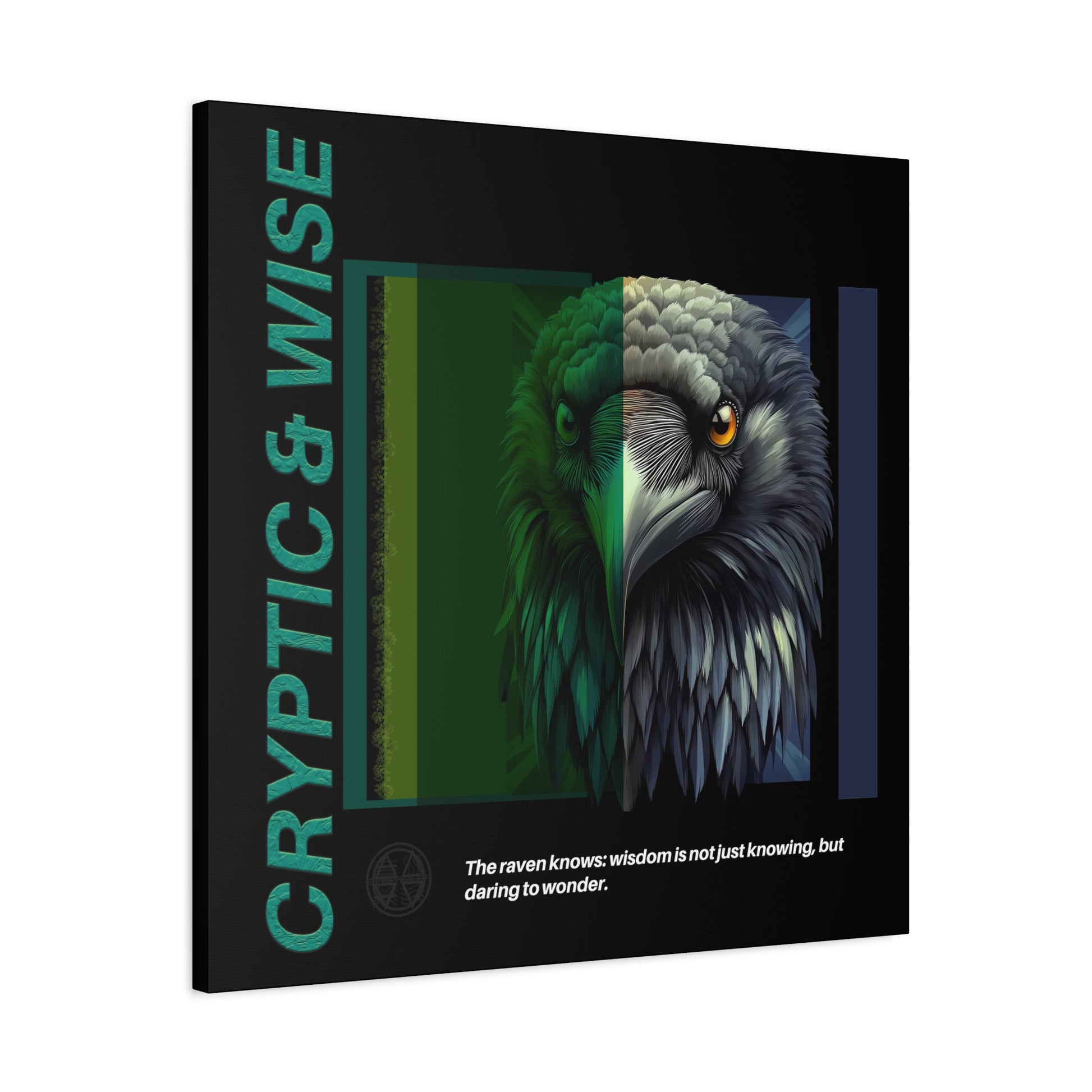 Canvas Art, Cryptic & Wise Wall Decor, Inspirational Raven, Motivational Home Decor, Nature-Themed Gift, Abstract Animal Artwork, Wildlife,