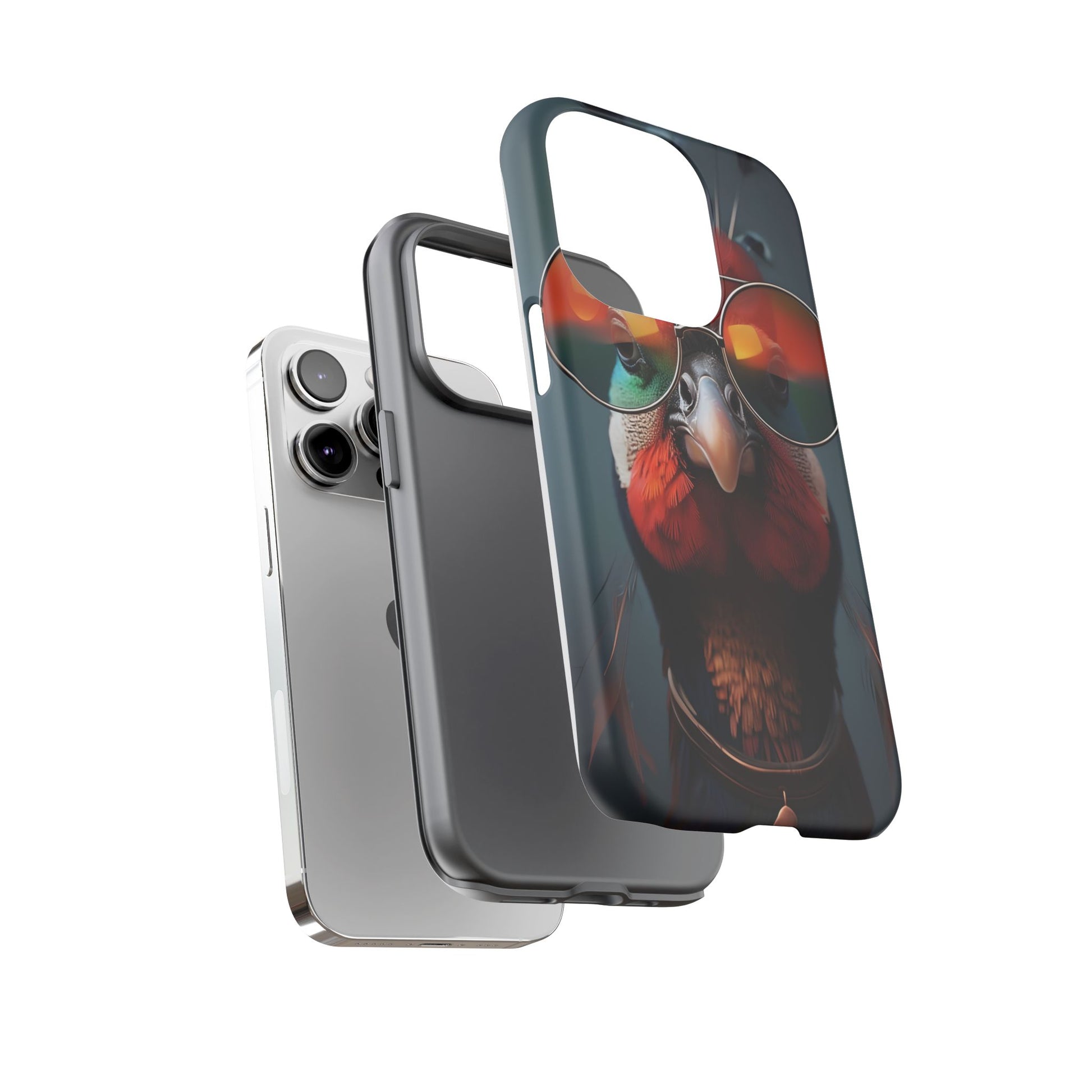 Phone Cases, Bright Exotic Bird in Cool Sunglasses, Protective Tough Cover, Tropical Animal Print, Unique Gift for Bird Lovers, Accessories