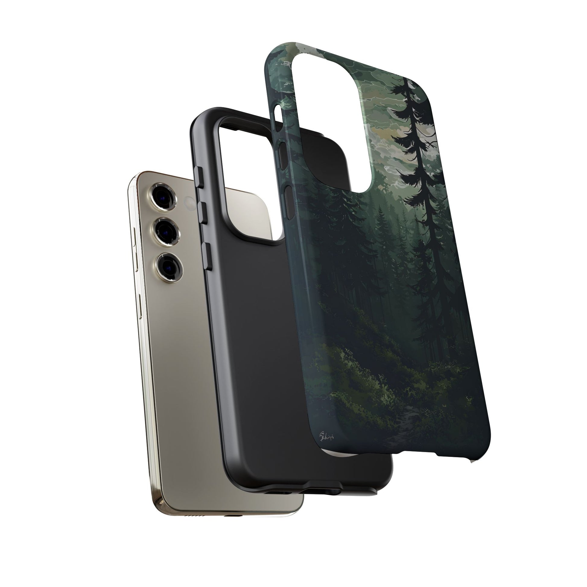 Phone Case, Serene Forest Landscape Digital Illustration Phone Case Cover, Tough Protective Cover, Unique Gift, Trendy
