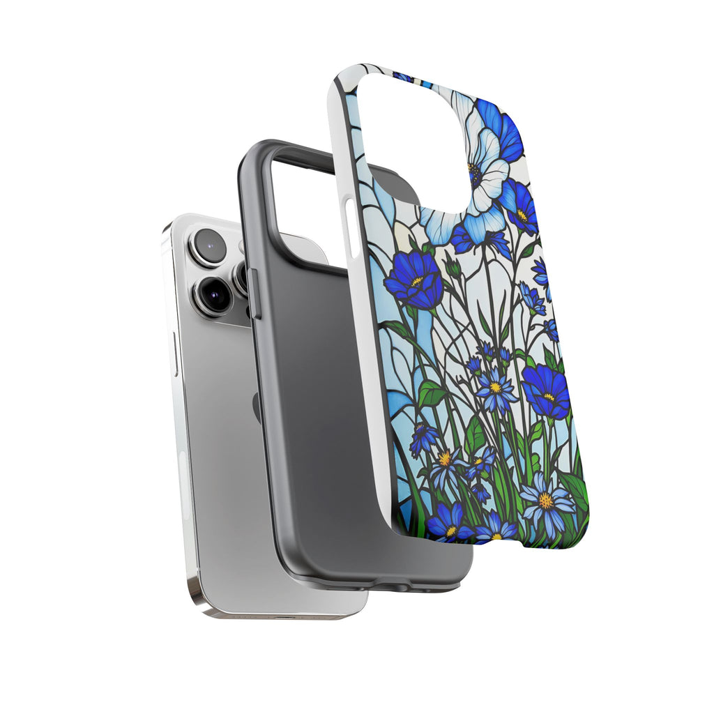 Botanical Stained Glass Tough Case - Floral Phone Cover, Protective Phone Case, Flower Pattern Phone Shell, Nature Inspired Smartphone Case,