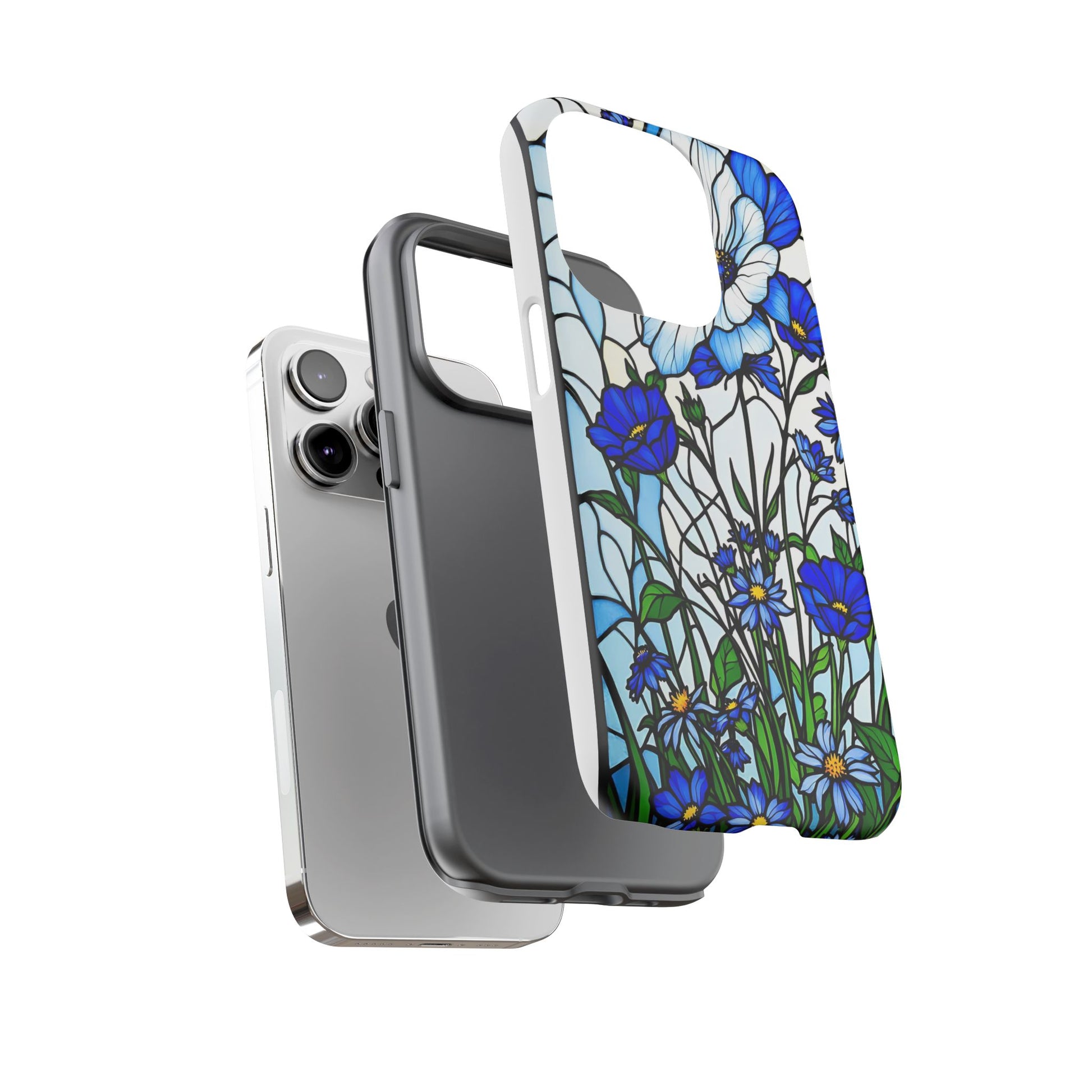 Botanical Stained Glass Tough Case - Floral Phone Cover, Protective Phone Case, Flower Pattern Phone Shell, Nature Inspired Smartphone Case,