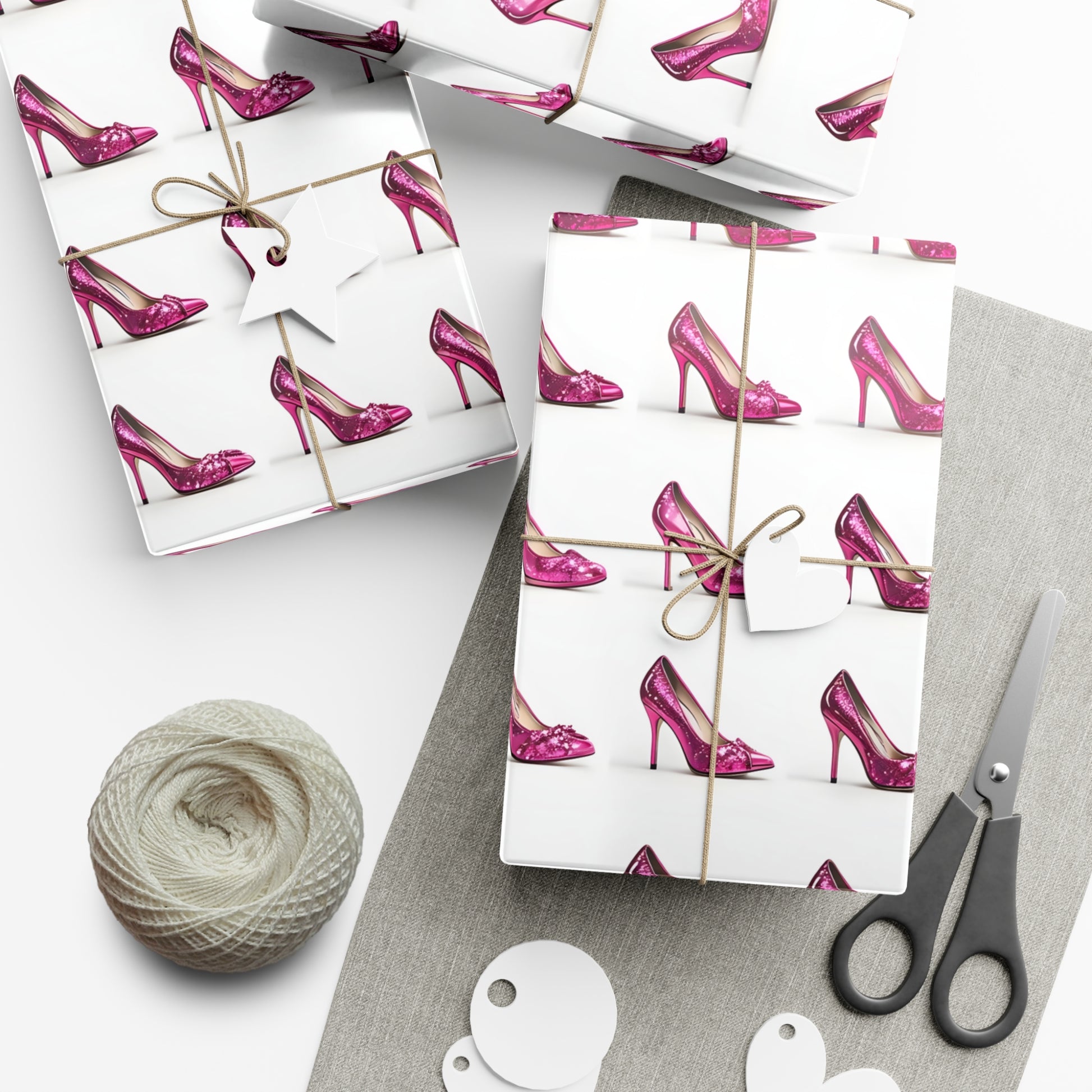 Wrapping Paper, Hot Pink High Heels On White Background - Gift Wrap Rolls, Eco-Friendly Gift Wrap, Holiday