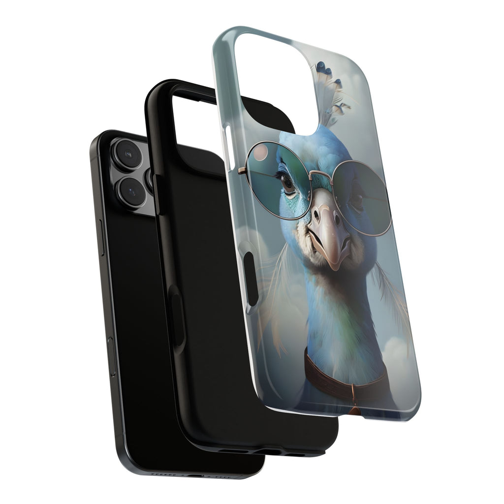 Phone Case, Glamorous Peacock Wearing Sunglasses - Protective Cover, Unique Gift, Trendy Accessories, Animal Lover, Fashionable Mobile Shell
