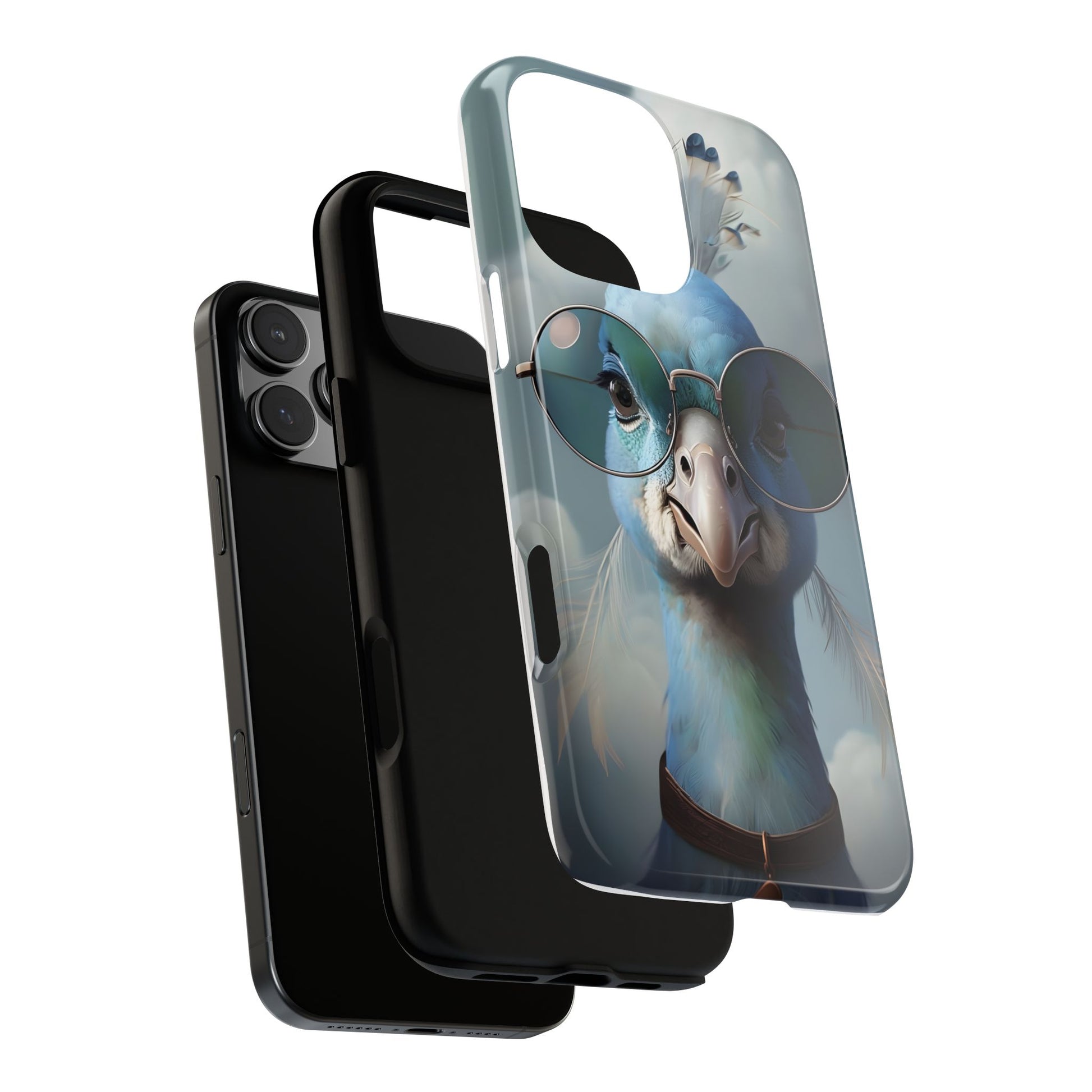 Phone Case, Glamorous Peacock Wearing Sunglasses - Protective Cover, Unique Gift, Trendy Accessories, Animal Lover, Fashionable Mobile Shell