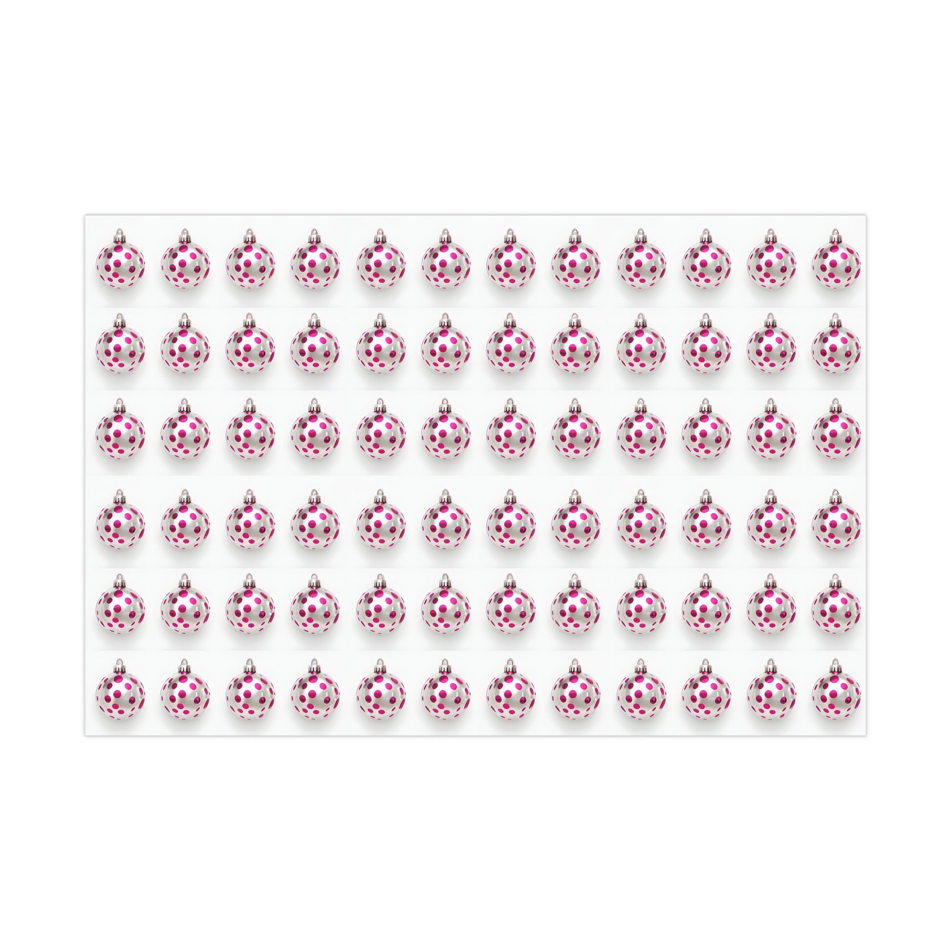 Wrapping Paper, Hot Pink Polka Dot Christmas Ornaments On White Background - Gift Wrap Rolls, Eco-Friendly Gift Wrap, Holiday