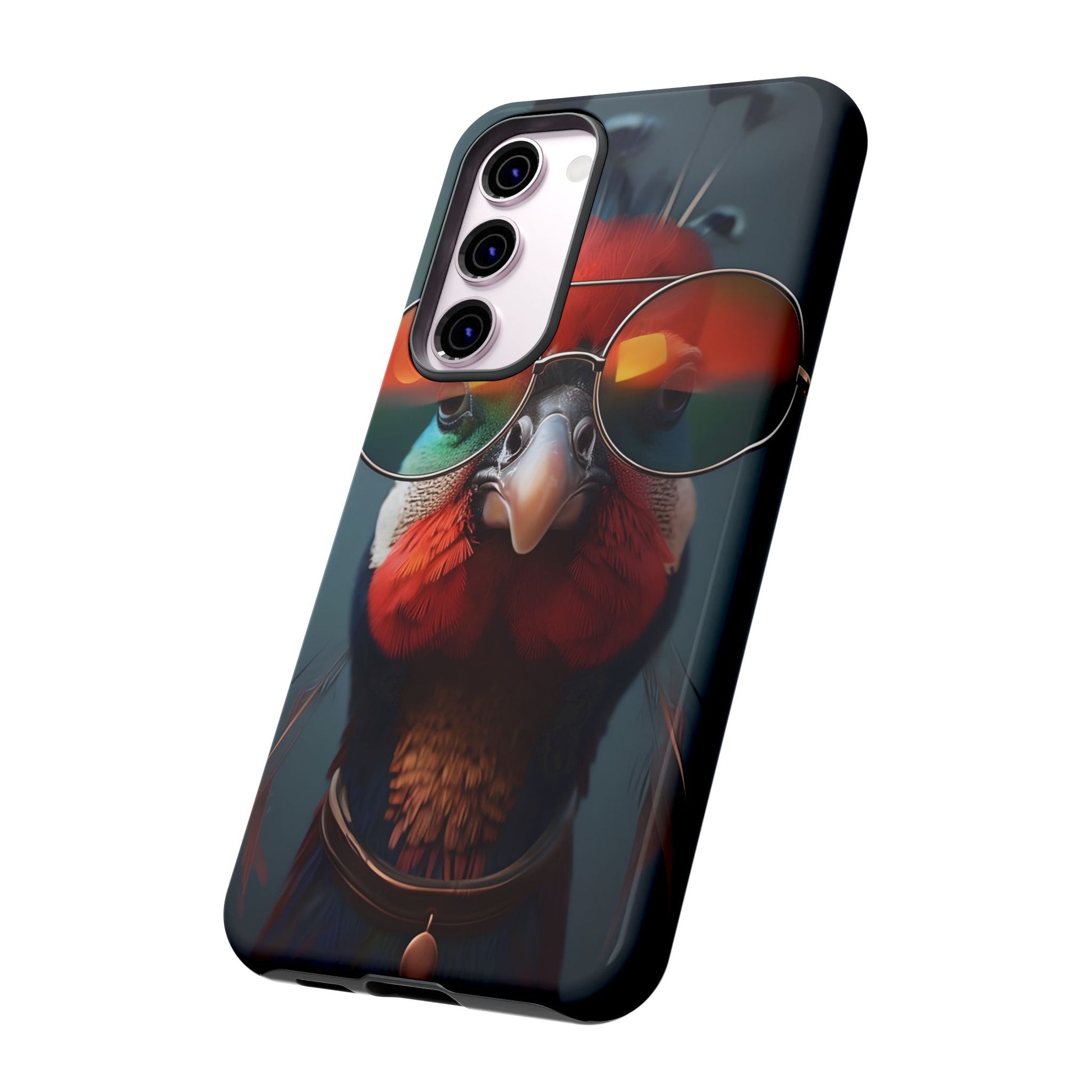 Phone Cases, Bright Exotic Bird in Cool Sunglasses, Protective Tough Cover, Tropical Animal Print, Unique Gift for Bird Lovers, Accessories