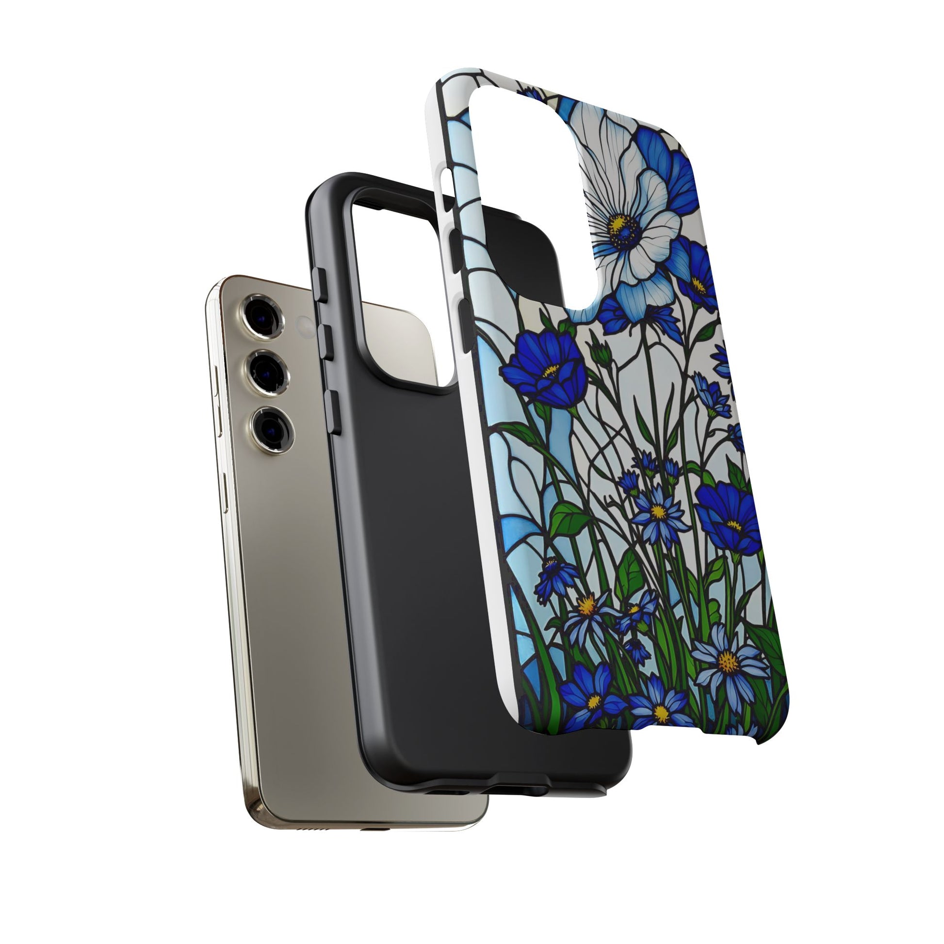 Botanical Stained Glass Tough Case - Floral Phone Cover, Protective Phone Case, Flower Pattern Phone Shell, Nature Inspired Smartphone Case,