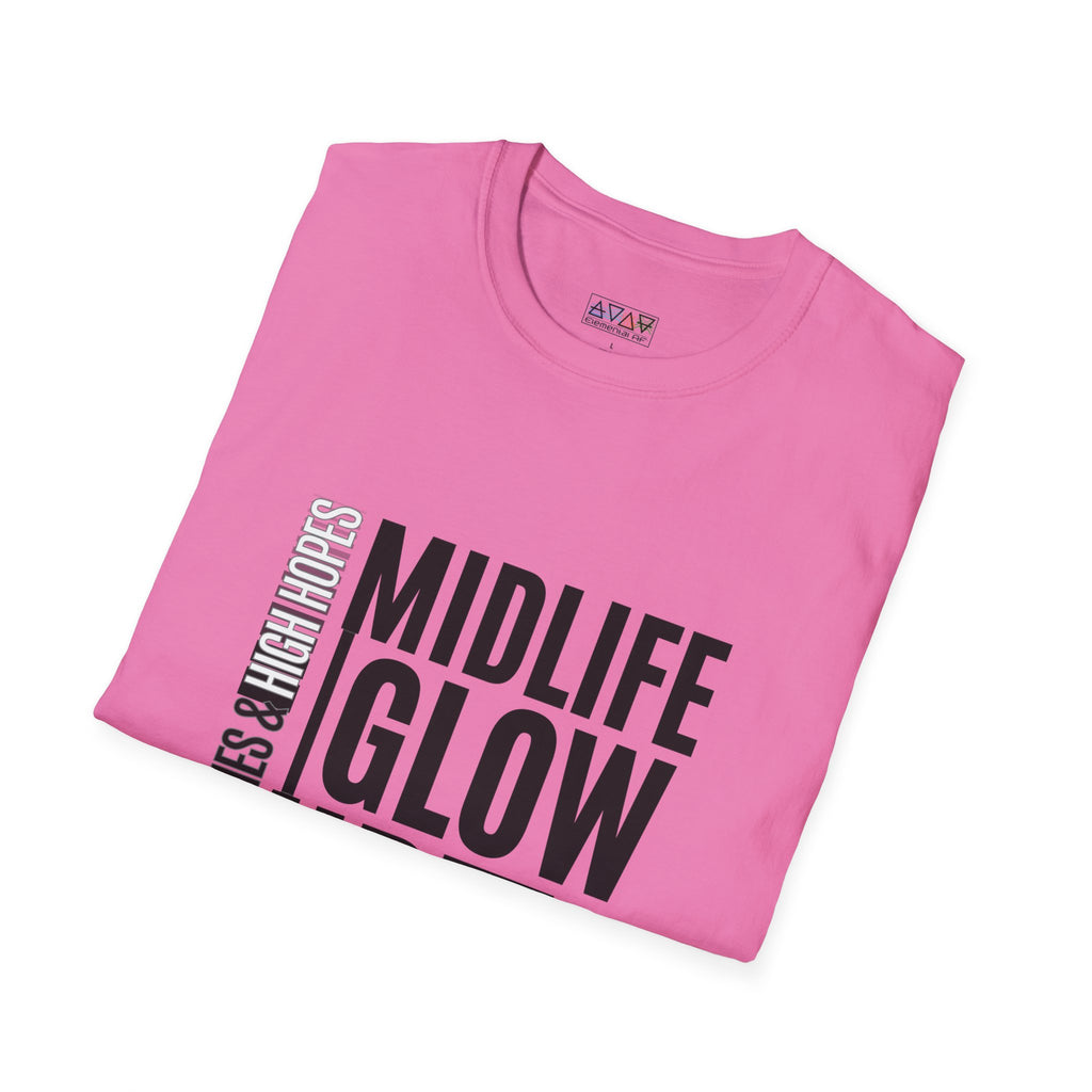Midlife Glow Up T-Shirt - Funny Gift for Birthdays, Hot Flashes Relief, Casual Wear, Unisex Tee, Midlife Humor