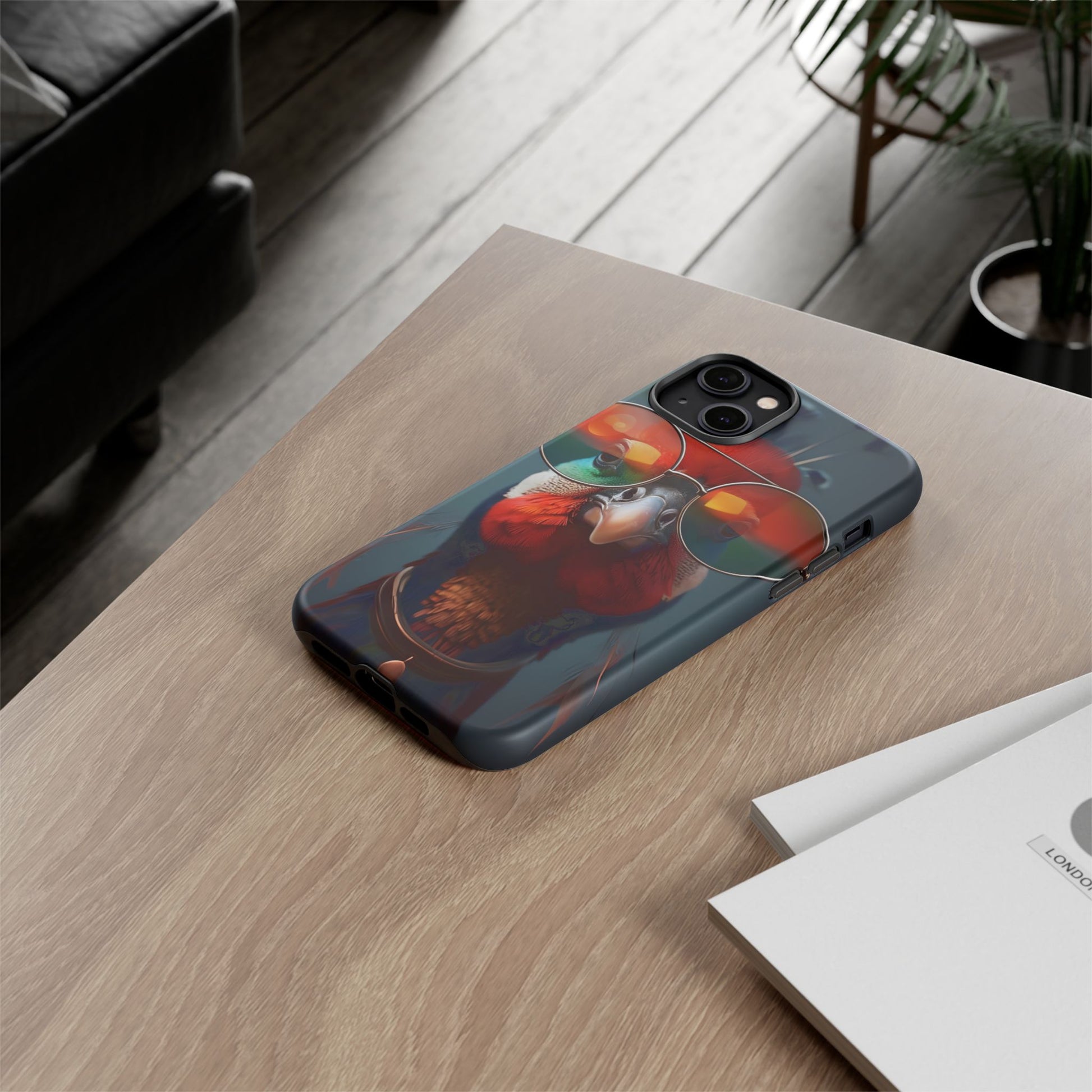 Phone Cases, Bright Exotic Bird in Cool Sunglasses, Protective Tough Cover, Tropical Animal Print, Unique Gift for Bird Lovers, Accessories