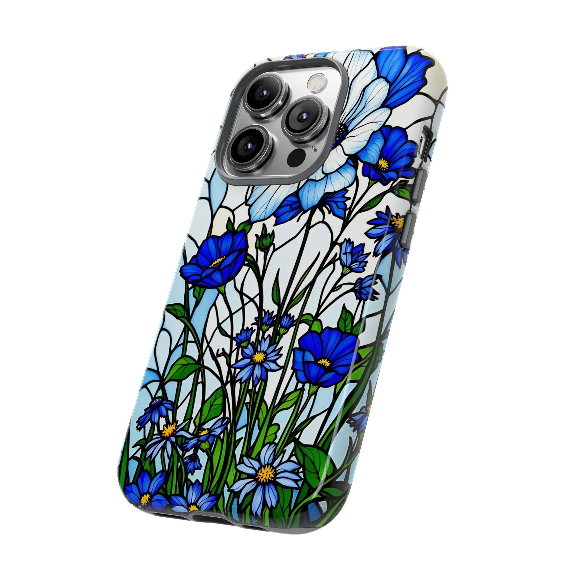 Botanical Stained Glass Tough Case - Floral Phone Cover, Protective Phone Case, Flower Pattern Phone Shell, Nature Inspired Smartphone Case,