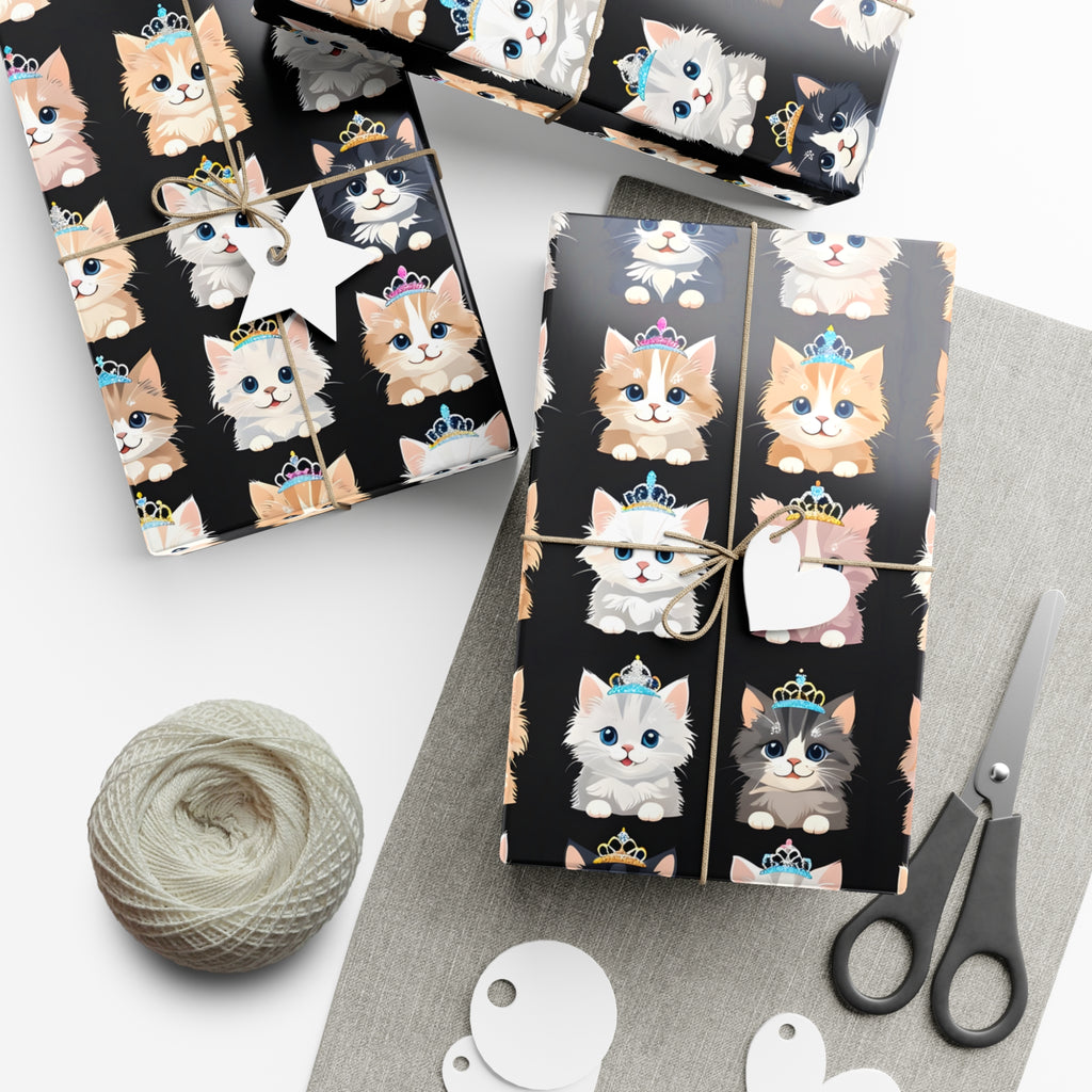 Gift Wrap Papers, Adorable Kittens wearing tiaras - Perfect for cat lovers, birthday gifts, holiday presents, crafting projects - Tissue