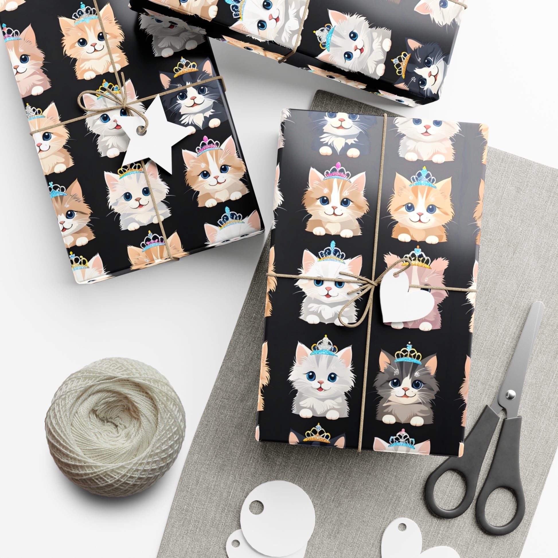 Gift Wrap Papers, Adorable Kittens wearing tiaras - Perfect for cat lovers, birthday gifts, holiday presents, crafting projects - Tissue