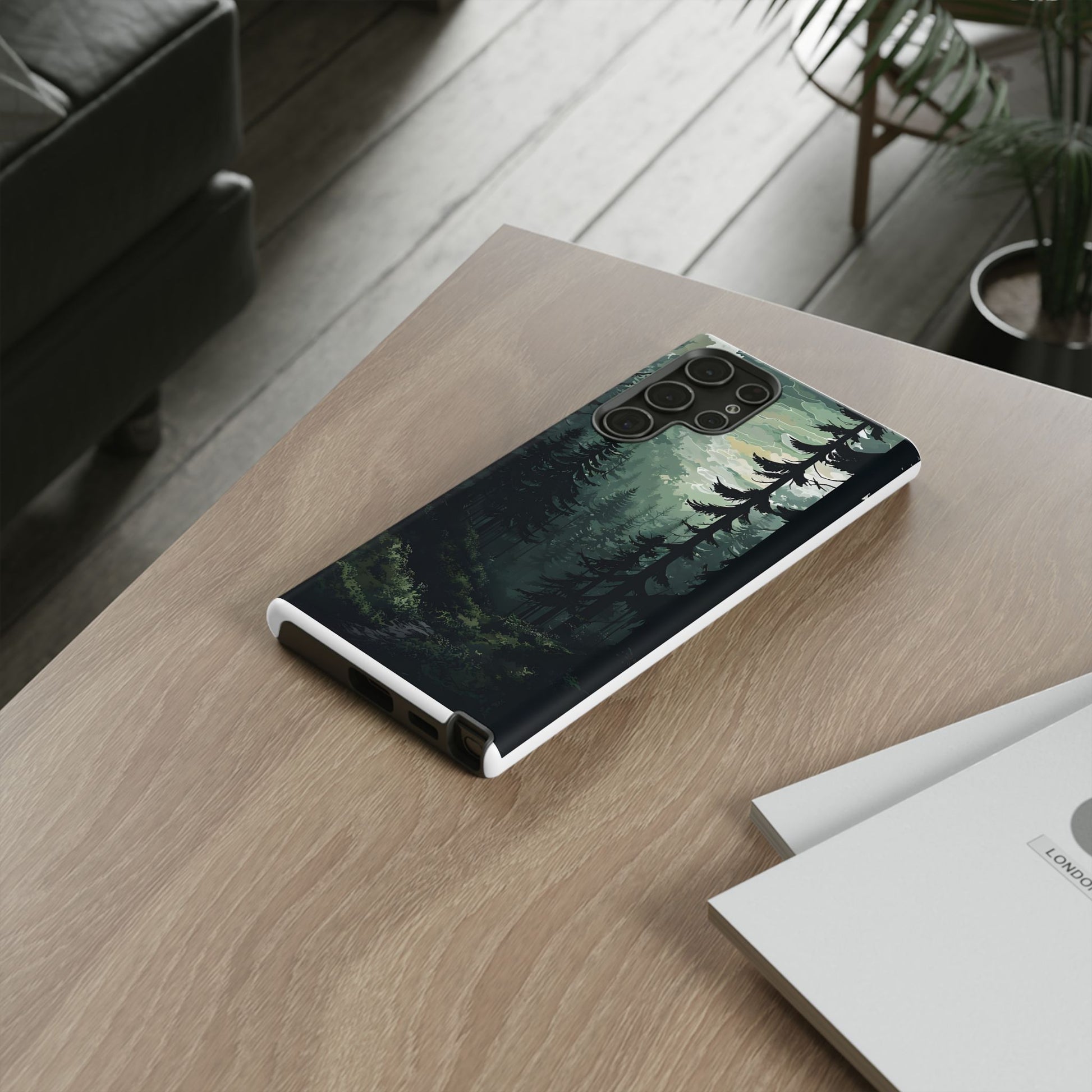 Phone Case, Serene Forest Landscape Digital Illustration Phone Case Cover, Tough Protective Cover, Unique Gift, Trendy