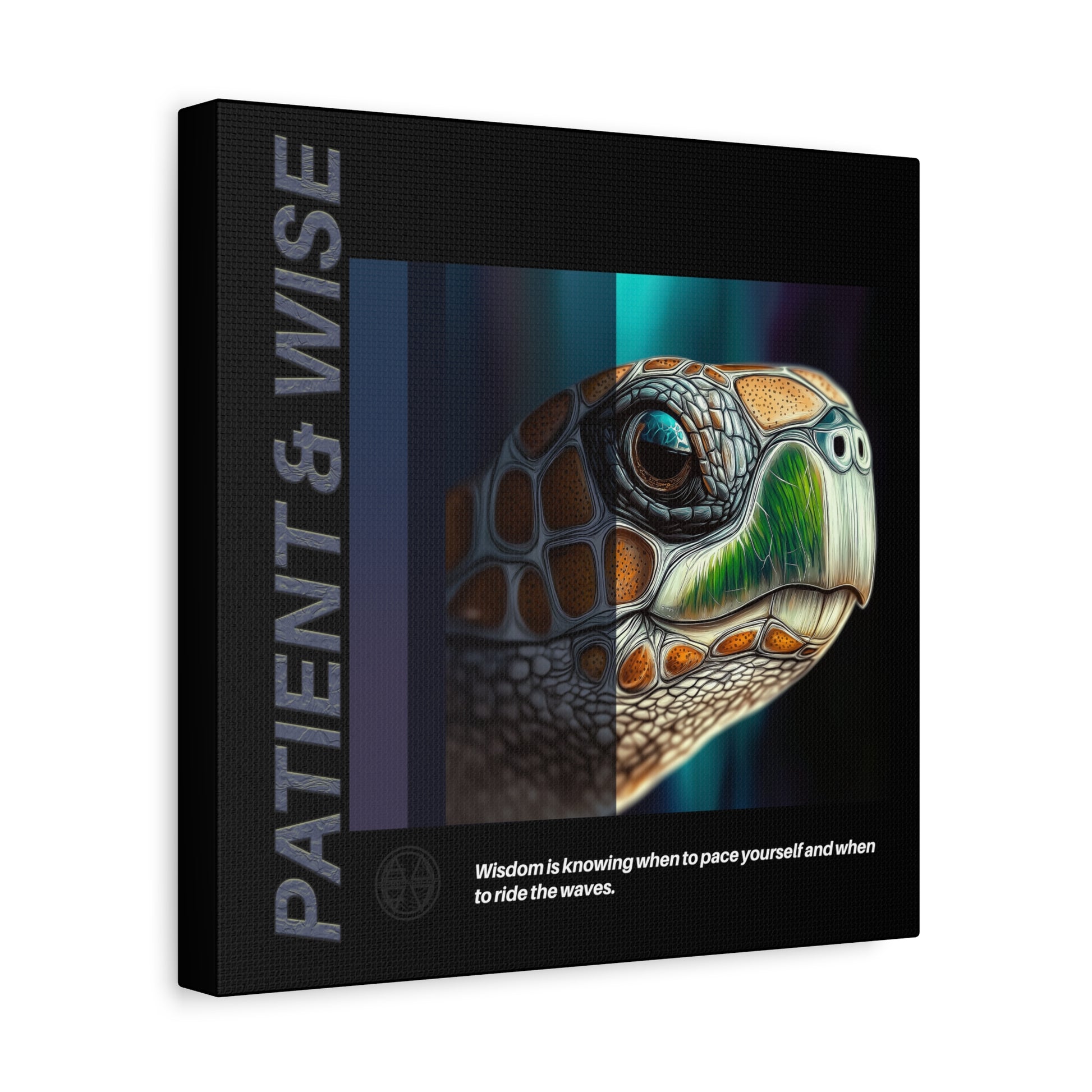 Canvas Art, Inspirational Turtle Wall Decor, Motivational Home Decor, Nature Gift, Abstract Animal Artwork, Wildlife, Patient & Wise