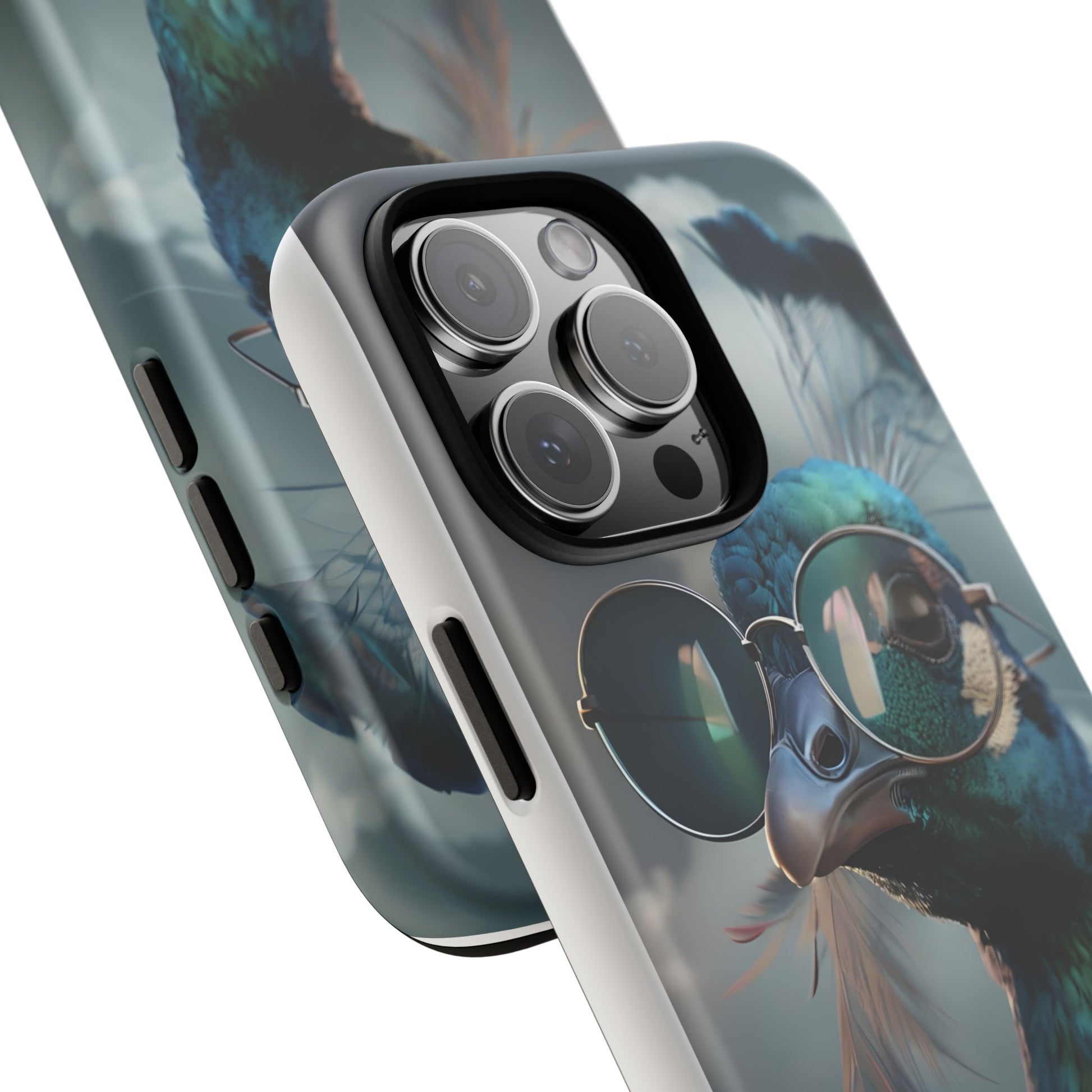 Phone Case, Peacock Design, Neon Lighting, Unique Gift, Hard Shell Cover, Protective Sleeve