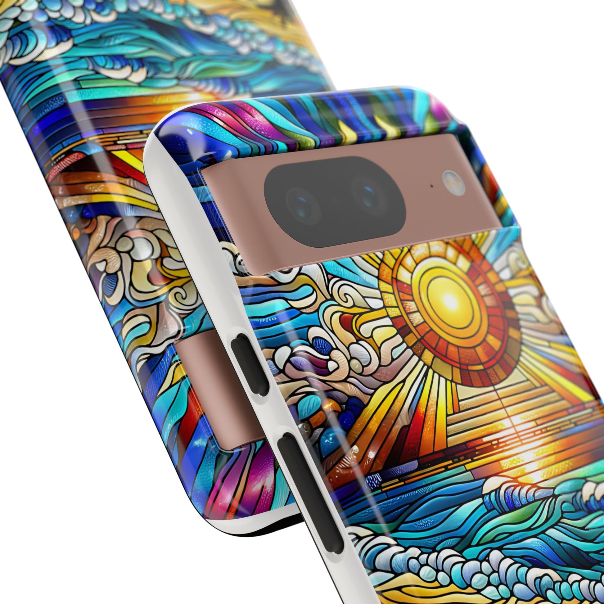 Stained Glass Tough Cases, Protective Phone Case, Nature Inspired Smartphone Cover, Beach Day Summer Accessories, Ocean Lover Gift