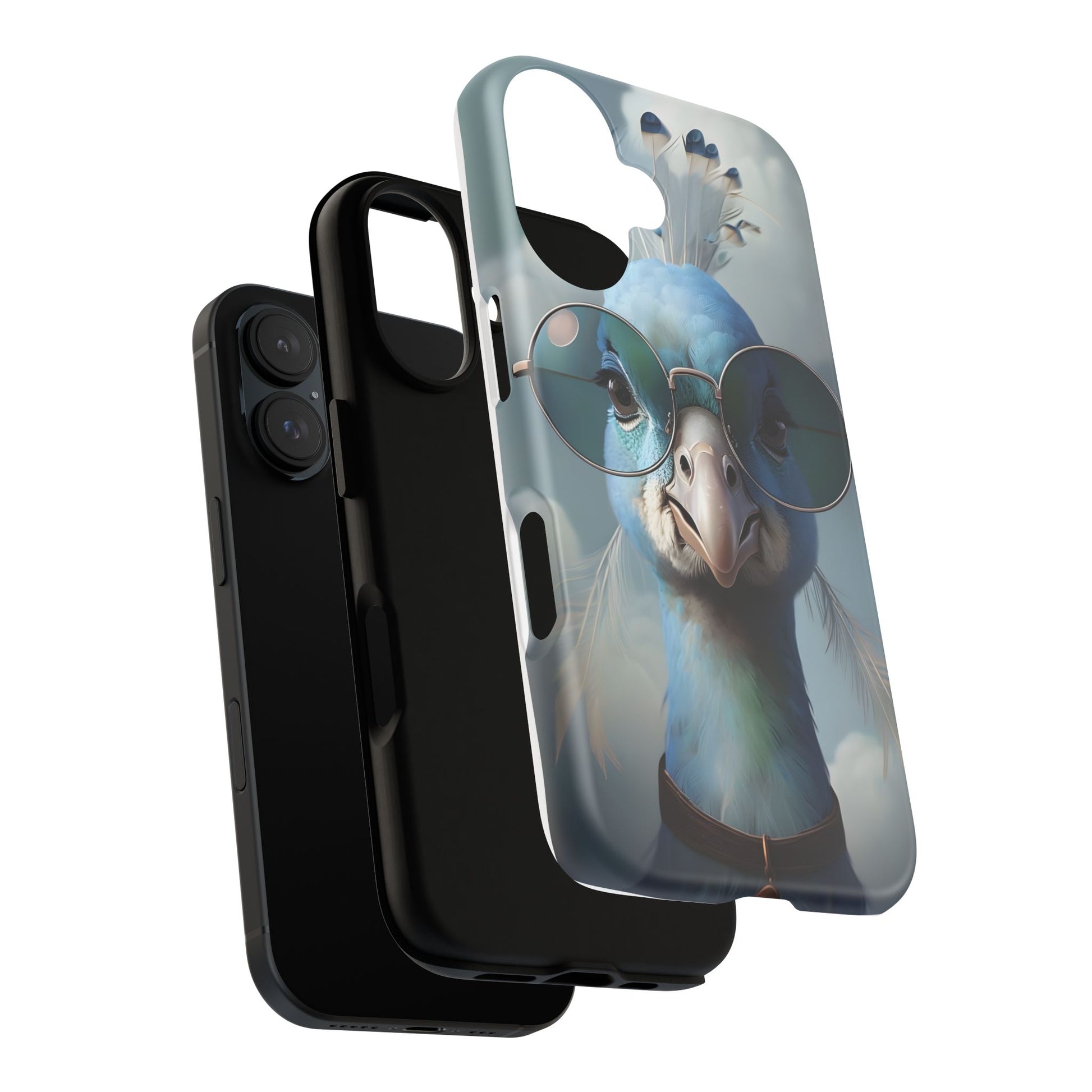 Phone Case, Glamorous Peacock Wearing Sunglasses - Protective Cover, Unique Gift, Trendy Accessories, Animal Lover, Fashionable Mobile Shell
