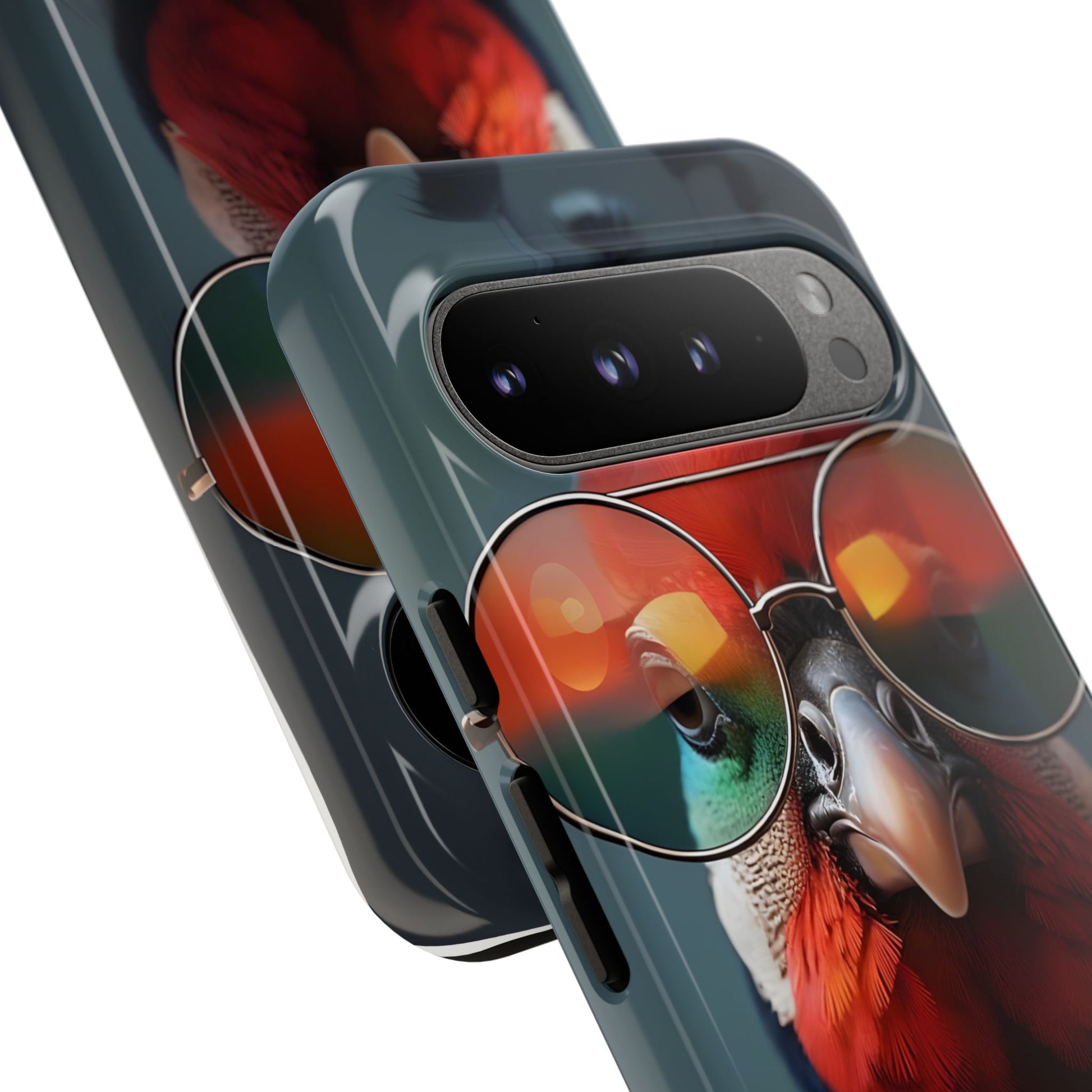 Phone Cases, Bright Exotic Bird in Cool Sunglasses, Protective Tough Cover, Tropical Animal Print, Unique Gift for Bird Lovers, Accessories