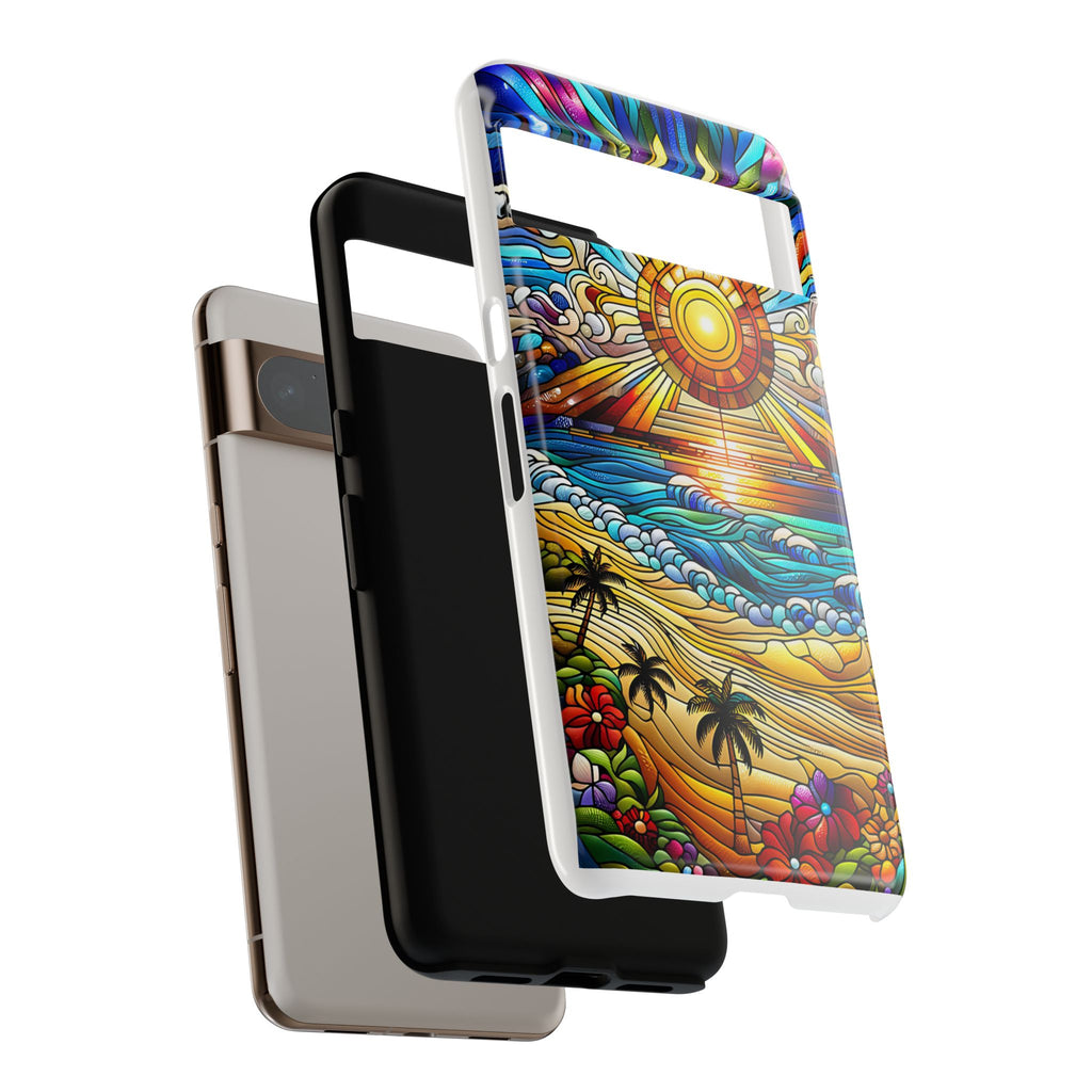 Stained Glass Tough Cases, Protective Phone Case, Nature Inspired Smartphone Cover, Beach Day Summer Accessories, Ocean Lover Gift