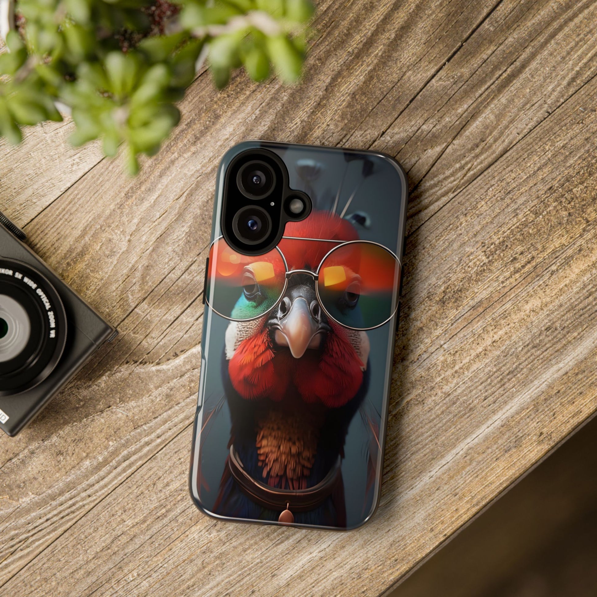 Phone Cases, Bright Exotic Bird in Cool Sunglasses, Protective Tough Cover, Tropical Animal Print, Unique Gift for Bird Lovers, Accessories