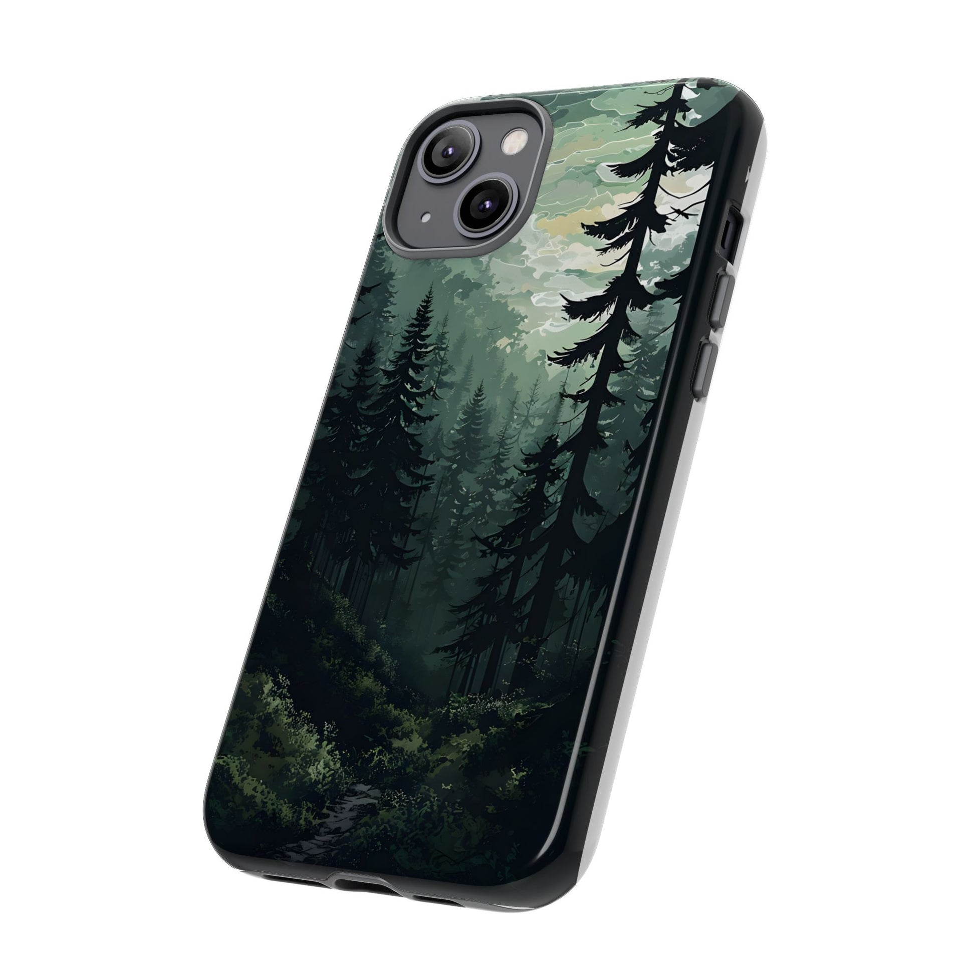 Phone Case, Serene Forest Landscape Digital Illustration Phone Case Cover, Tough Protective Cover, Unique Gift, Trendy
