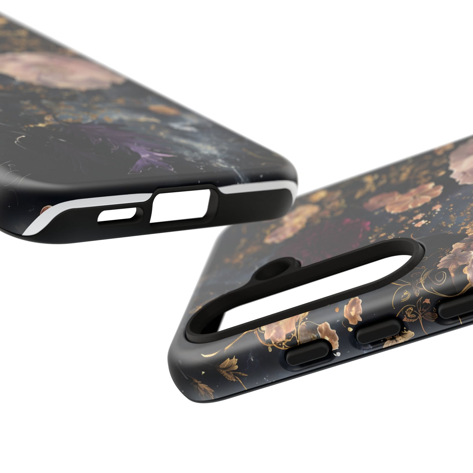 Phone Case, Whimsical Floral Pattern Against Cosmic Nebulous Background. Galaxy, Space, Tough Protective Cover, Unique Gift, Trendy