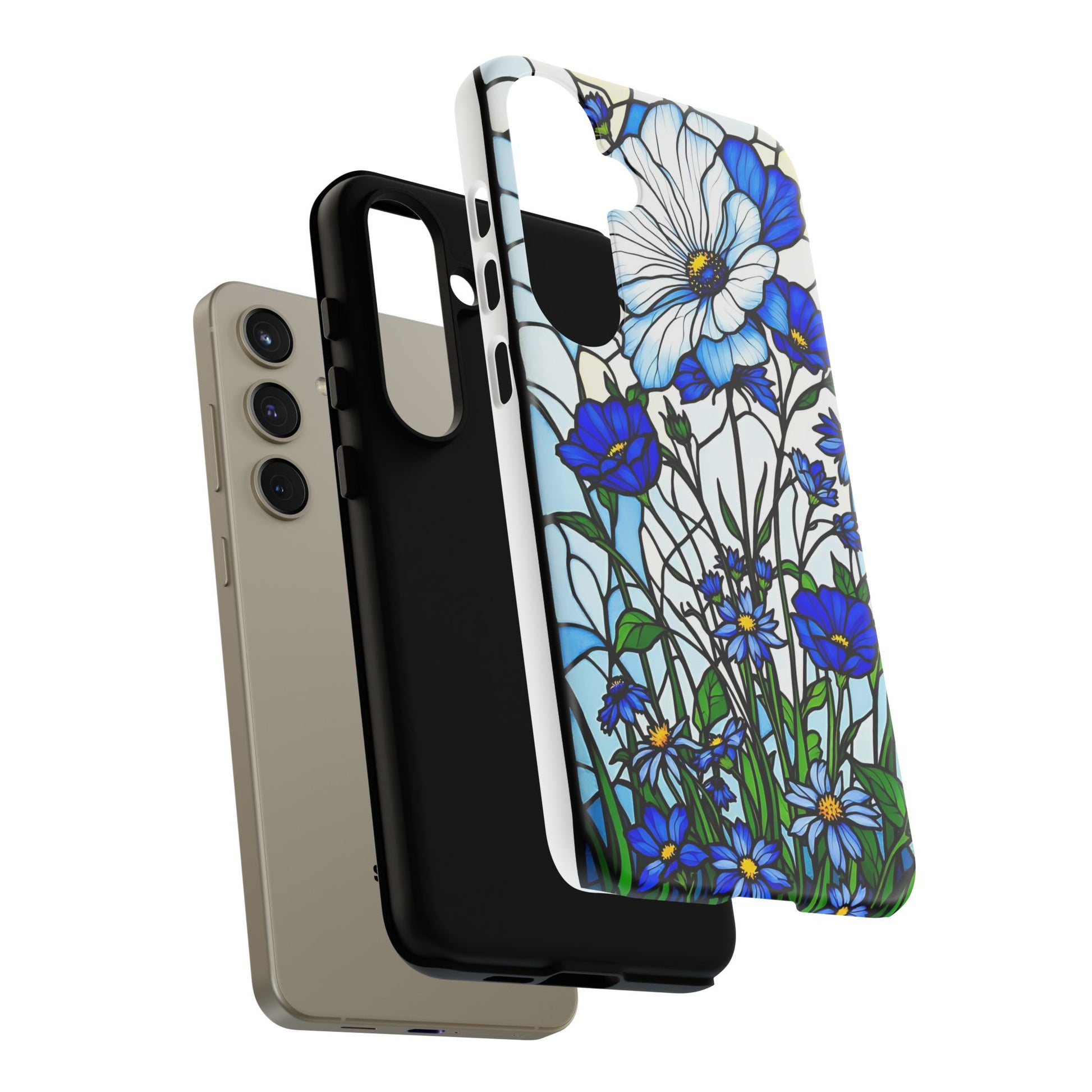 Botanical Stained Glass Tough Case - Floral Phone Cover, Protective Phone Case, Flower Pattern Phone Shell, Nature Inspired Smartphone Case,