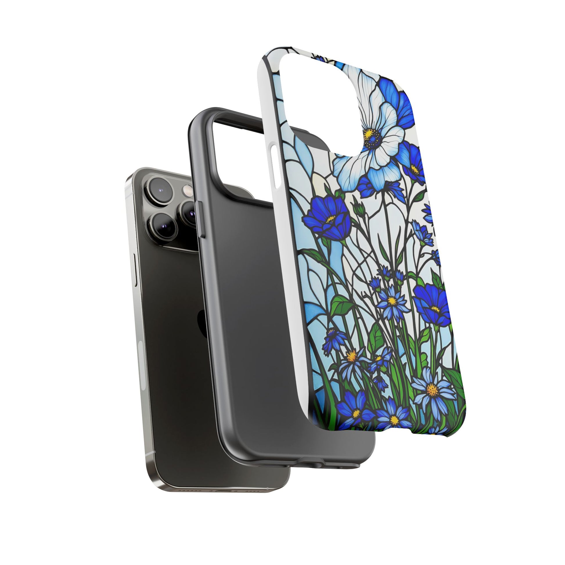 Botanical Stained Glass Tough Case - Floral Phone Cover, Protective Phone Case, Flower Pattern Phone Shell, Nature Inspired Smartphone Case,