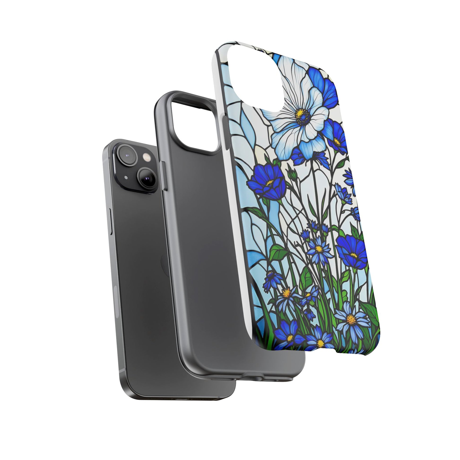 Botanical Stained Glass Tough Case - Floral Phone Cover, Protective Phone Case, Flower Pattern Phone Shell, Nature Inspired Smartphone Case,
