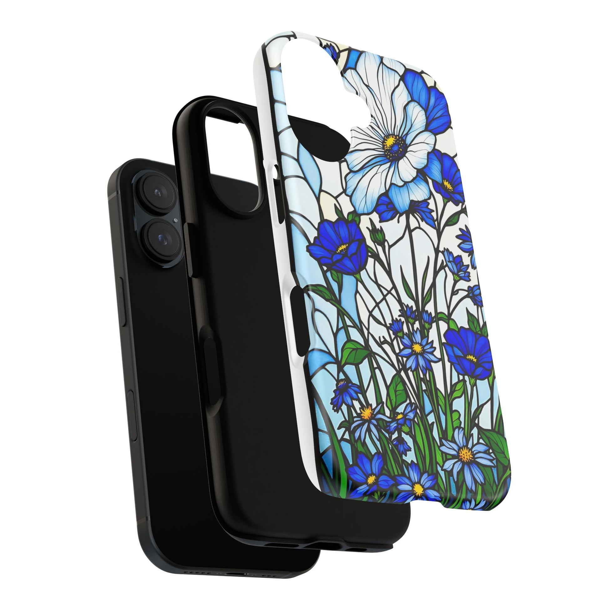 Botanical Stained Glass Tough Case - Floral Phone Cover, Protective Phone Case, Flower Pattern Phone Shell, Nature Inspired Smartphone Case,