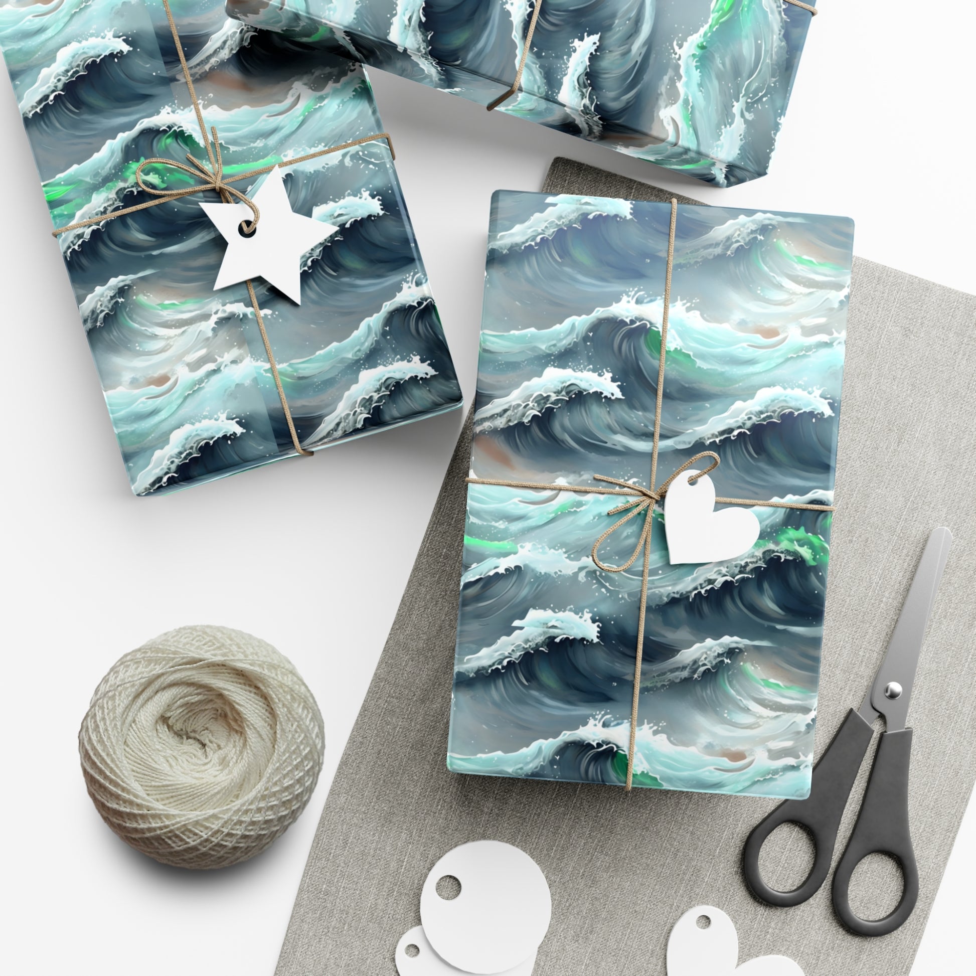 Ocean Waves Gift Wrap, Anime Design, Wrapping Paper Roll, Japanese Inspired Pattern, Gift Wrap Sheets, Birthday Party Supplies