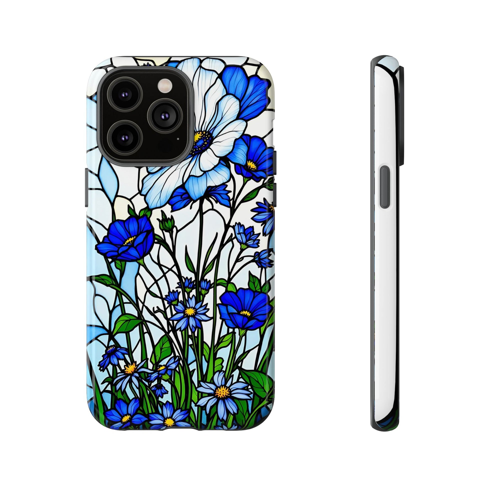 Botanical Stained Glass Tough Case - Floral Phone Cover, Protective Phone Case, Flower Pattern Phone Shell, Nature Inspired Smartphone Case,