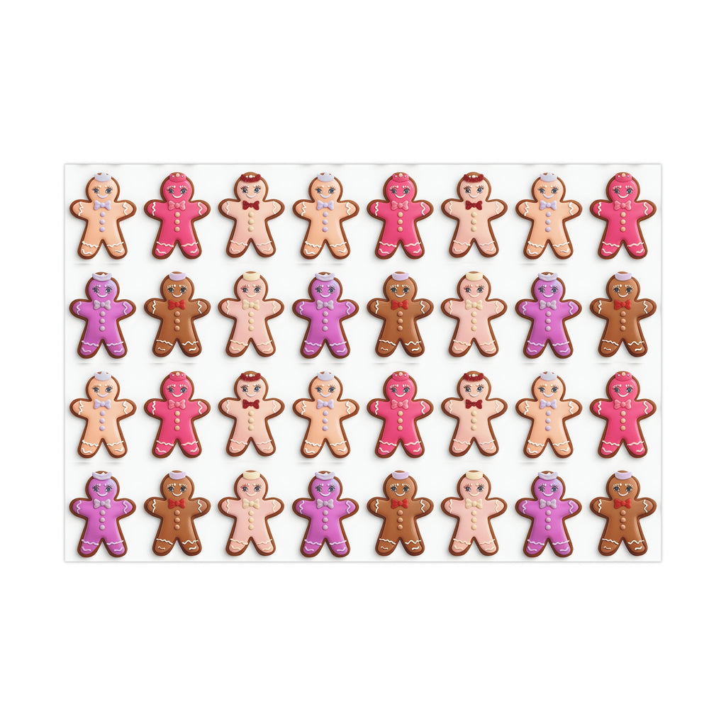 Wrapping Paper, Bougie Gingerbread Women On White Background - Gift Wrap Rolls, Eco-Friendly Gift Wrap, Holiday